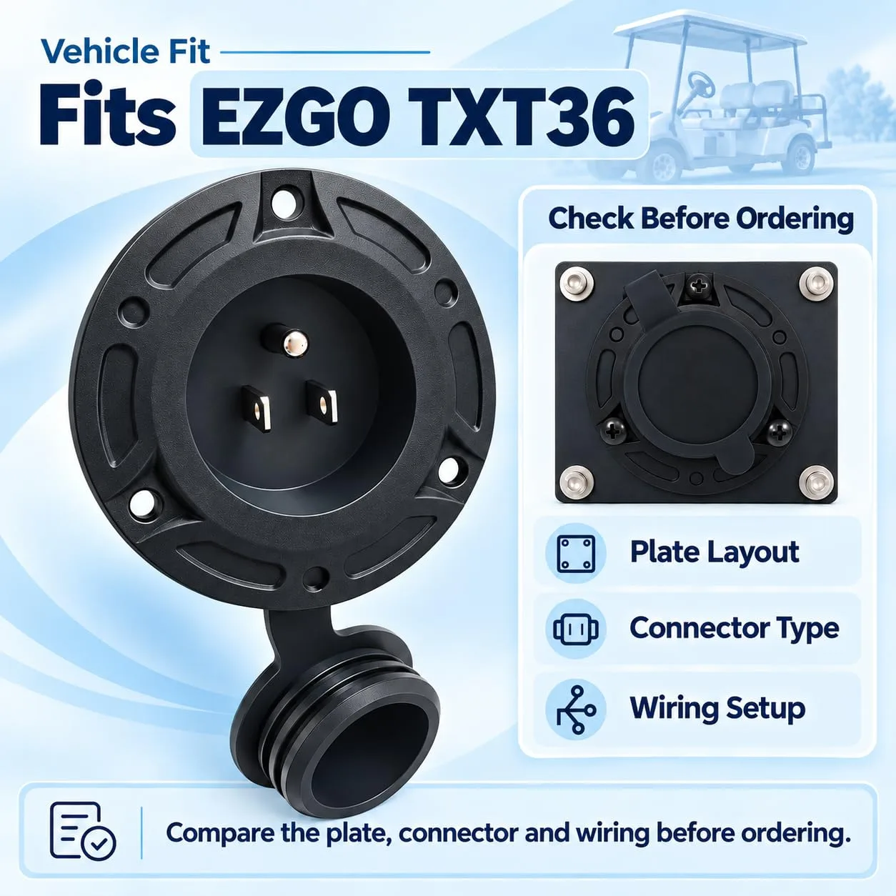 yourheey CPA-TXT36-15A E-Z-GO TXT36 Charging Port Adapter image 2