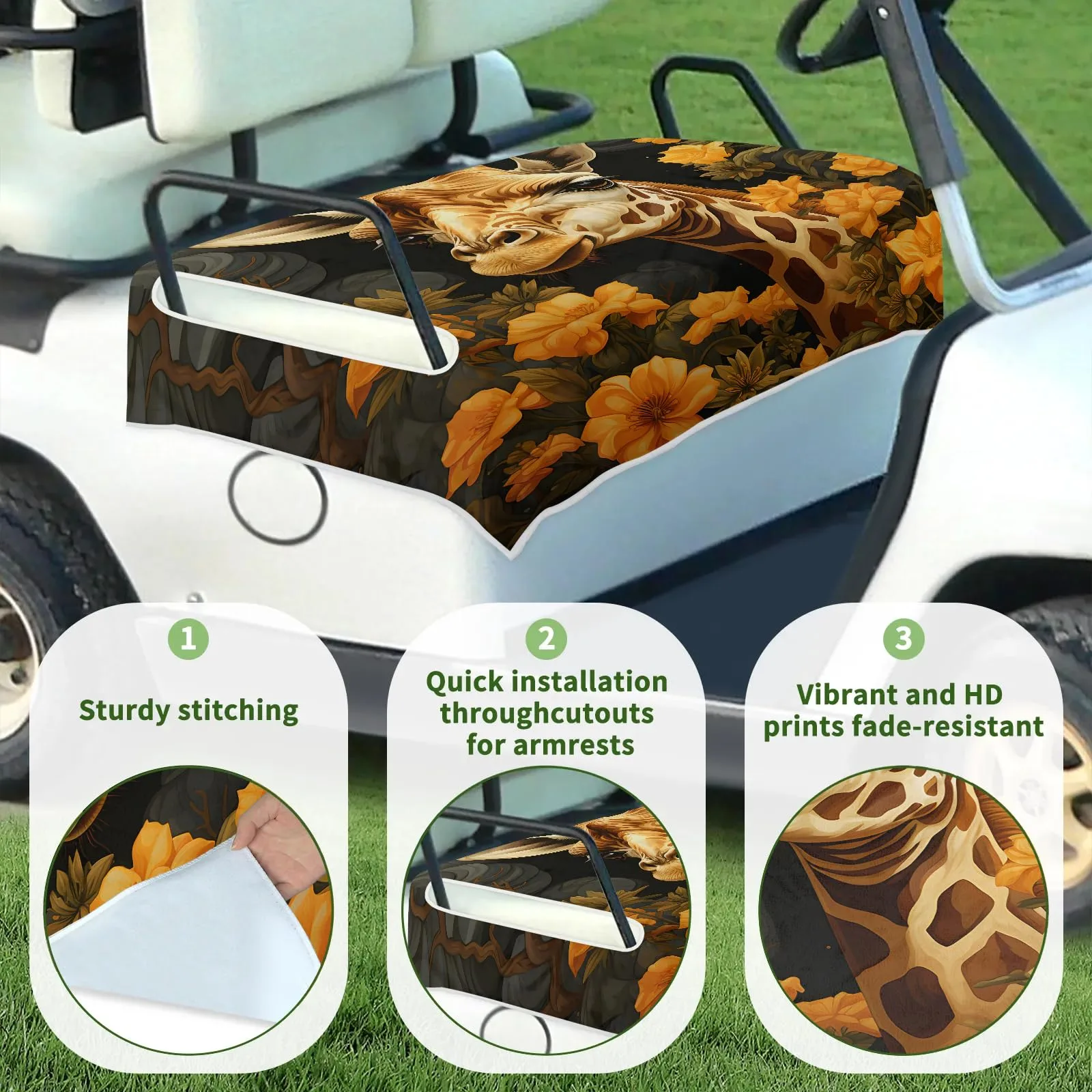 Tiveruda Universal Golf Cart Seat Cover 51" x 31" Polyester image 3