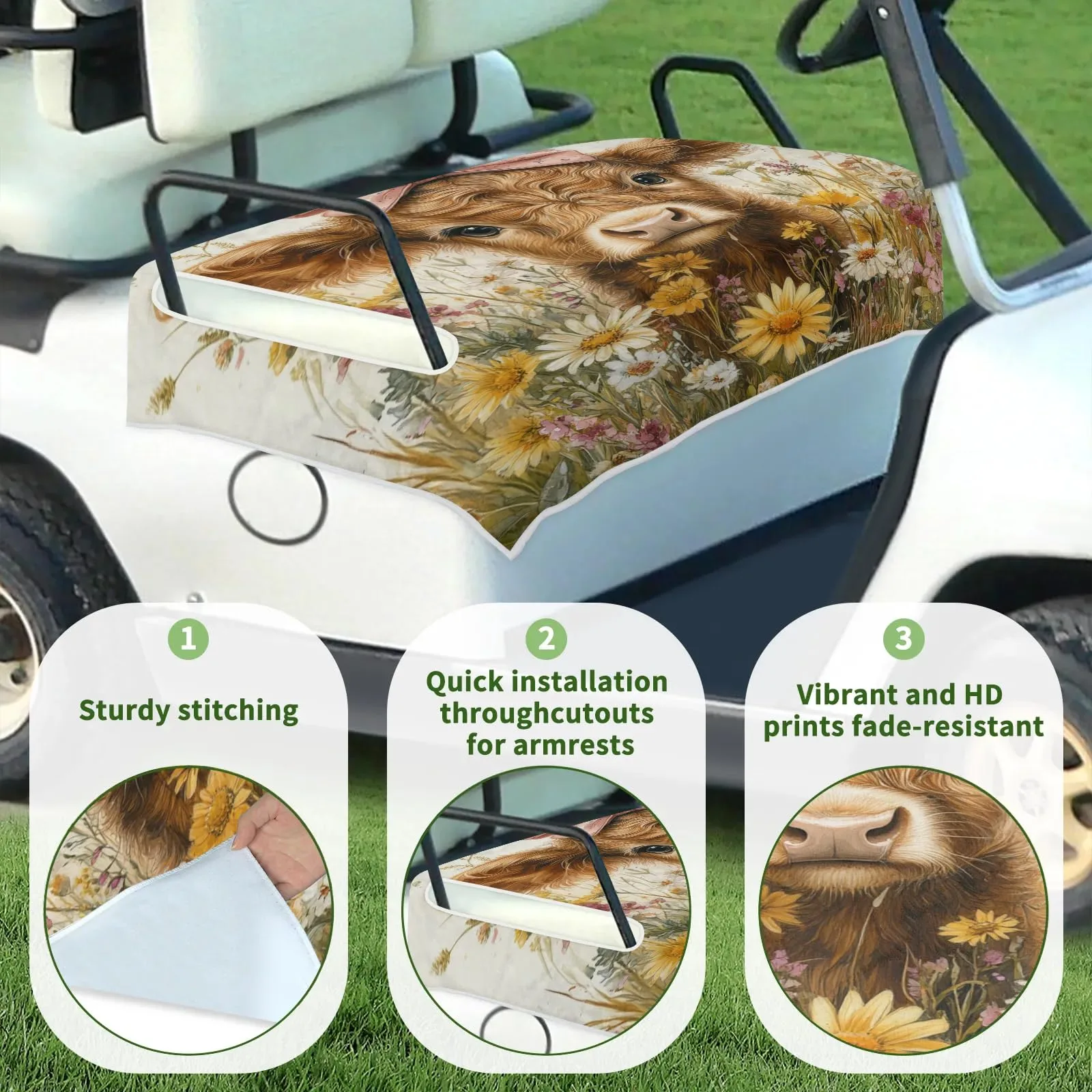 Tiveruda Golf Cart Seat Cover for Double Seats, 51 x 31 in image 3