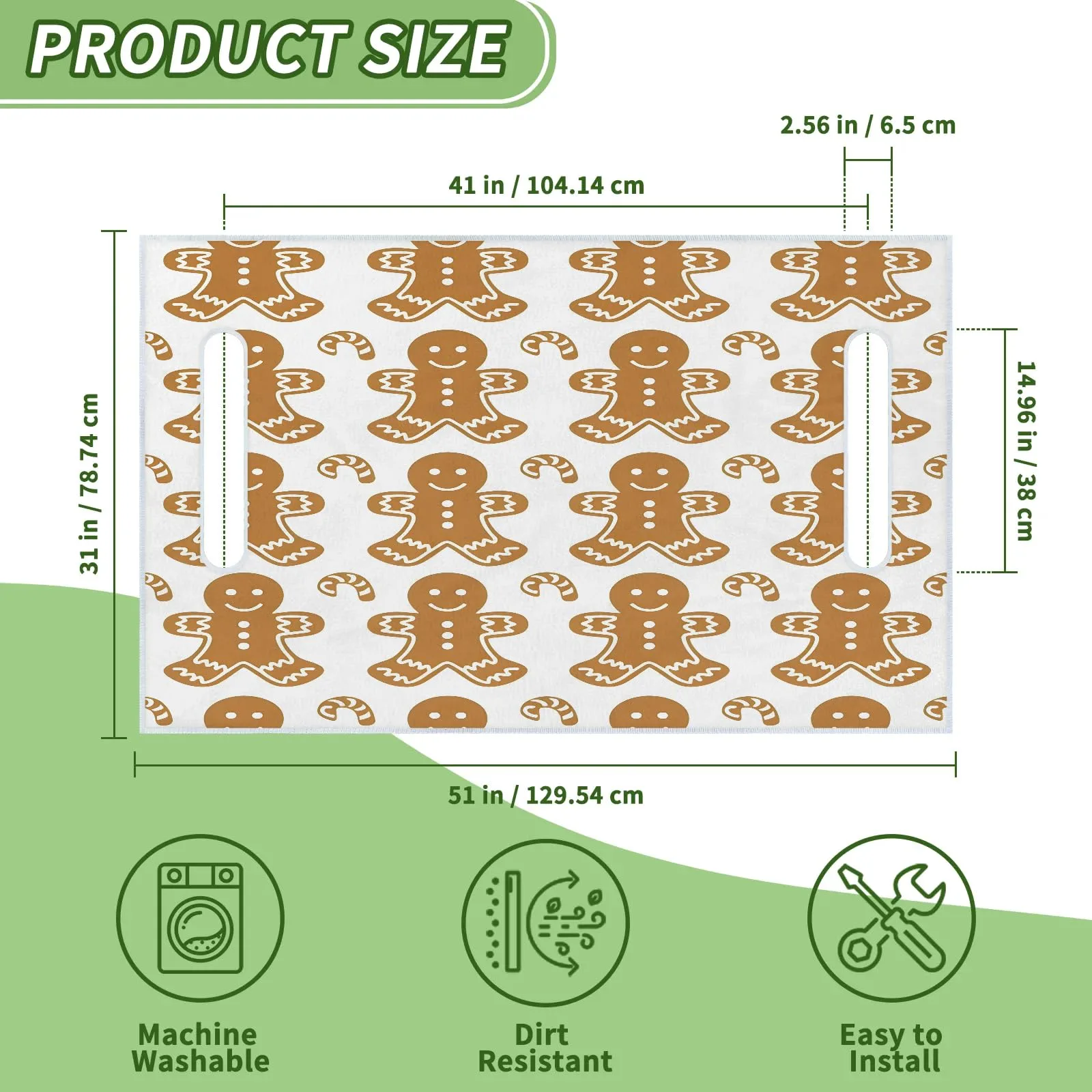 Tiveruda Gingerbread Golf Cart Seat Cover, 51 x 31 in image 2