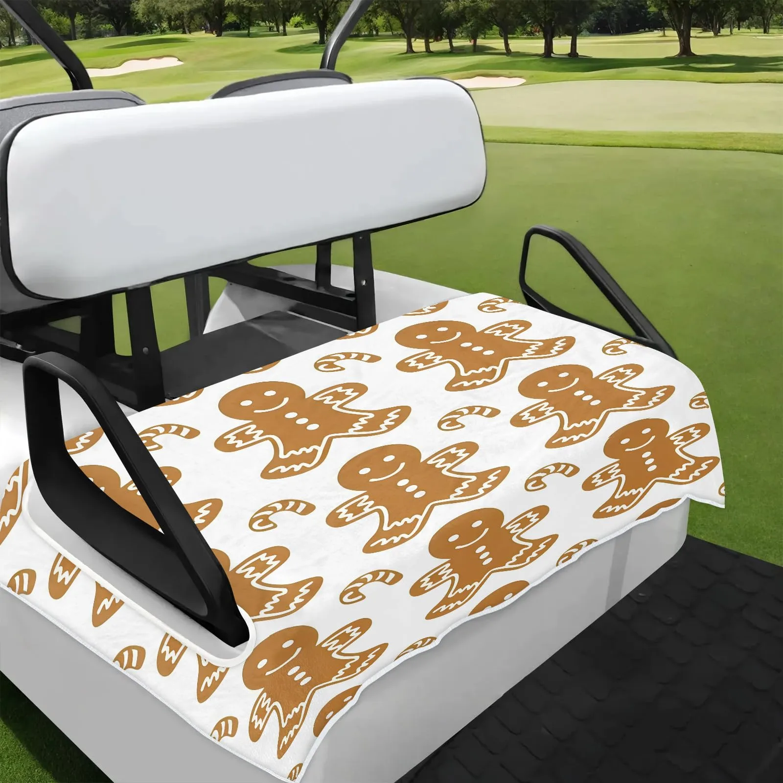 Tiveruda Gingerbread Golf Cart Seat Cover, 51 x 31 in
