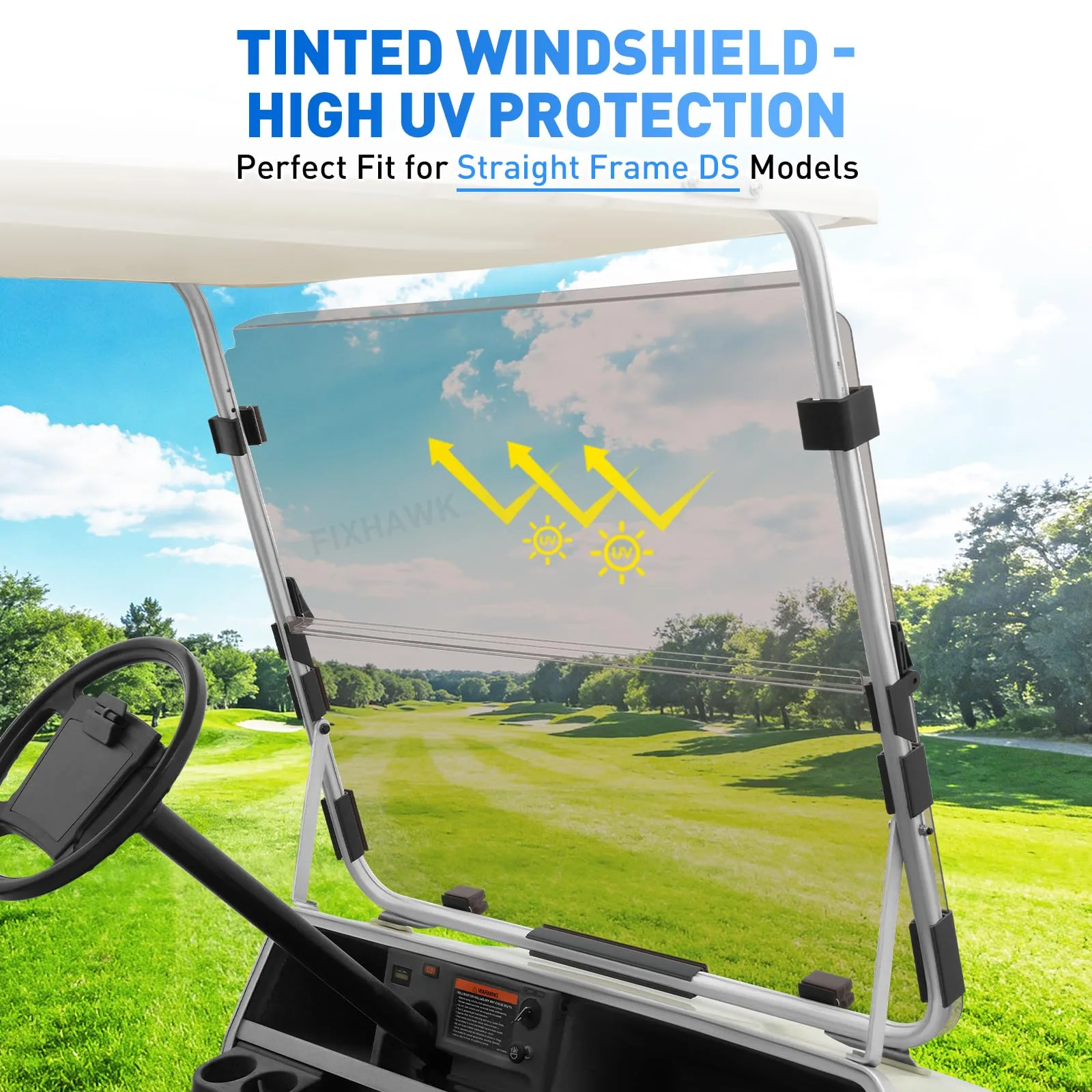 FIXHAWK Foldable Tinted Windshield for Club Car DS image 2