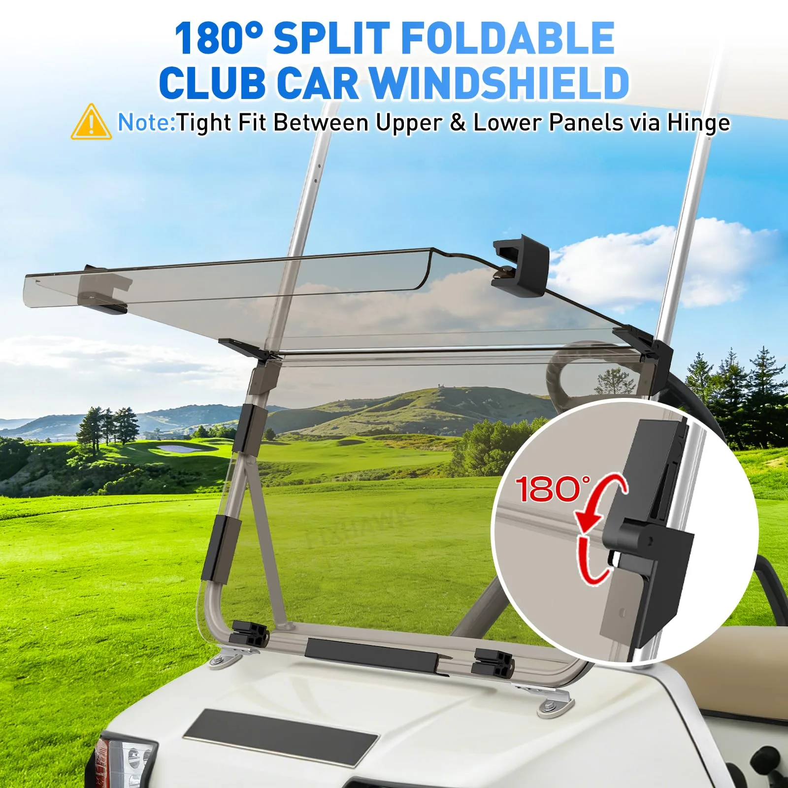 FIXHAWK Foldable Tinted Windshield for Club Car DS image 3