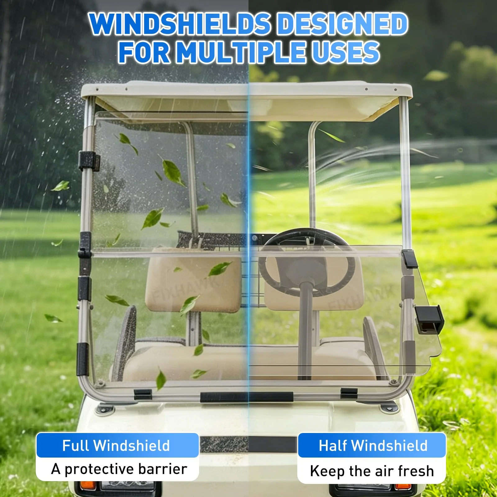 FIXHAWK Foldable Tinted Windshield for Club Car DS image 4