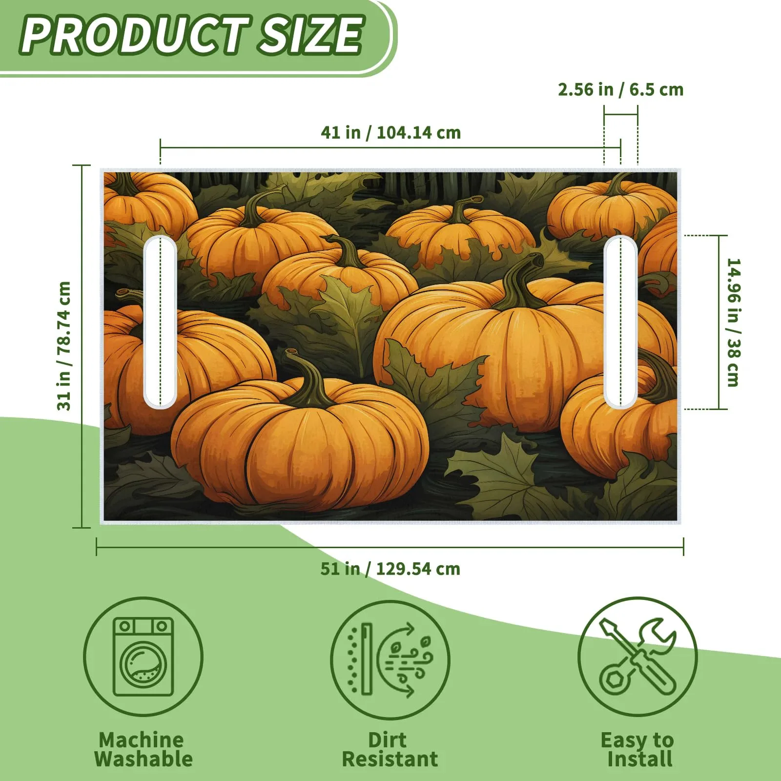 Tiveruda Fall Pumpkins Golf Cart Seat Cover, 51 x 31 in image 2