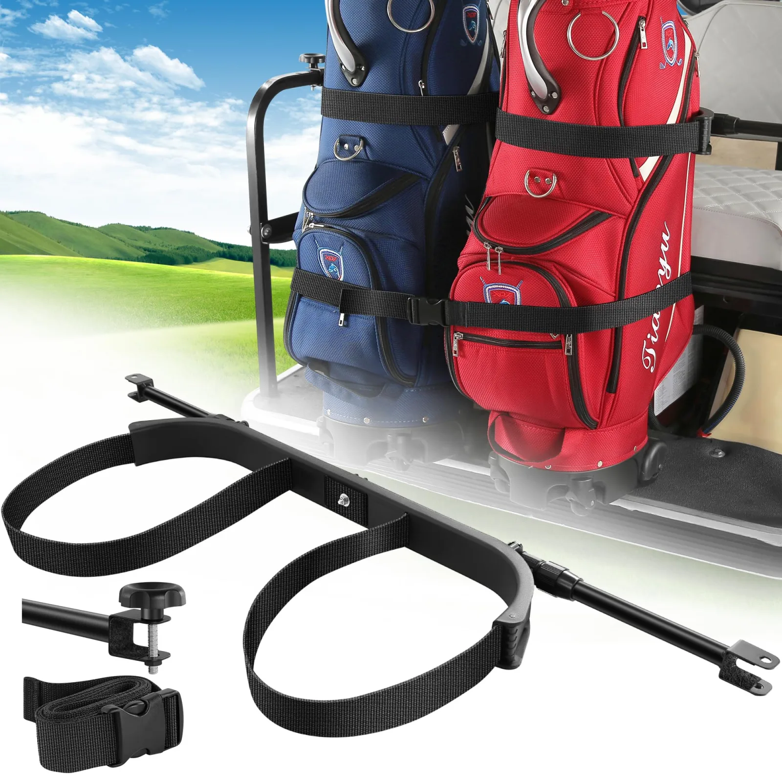 WEIMELL Adjustable Rear Seat Golf Cart Bag Holder
