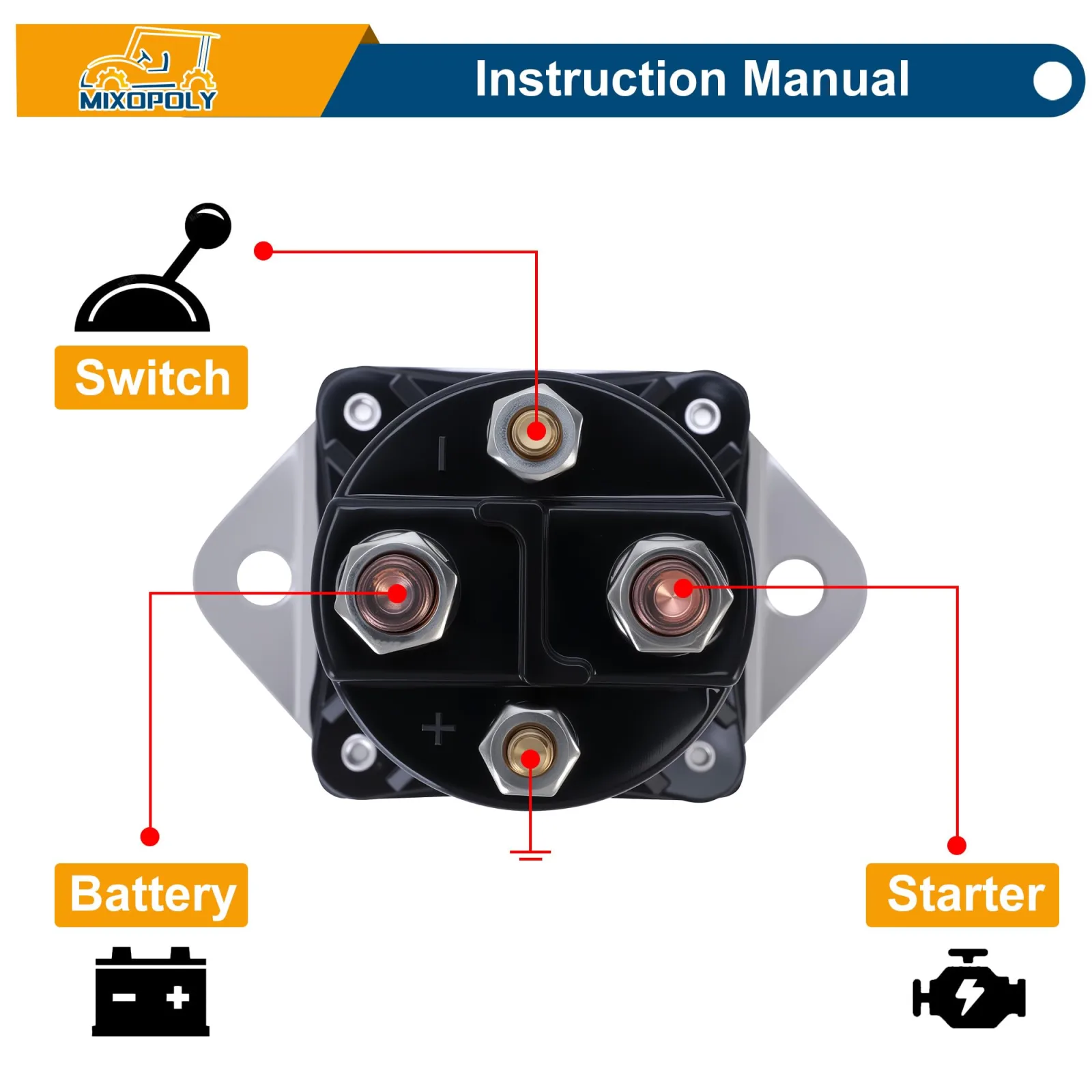 Mixopoly 36V Solenoid for Club Car DS, 1976-1998 image 4