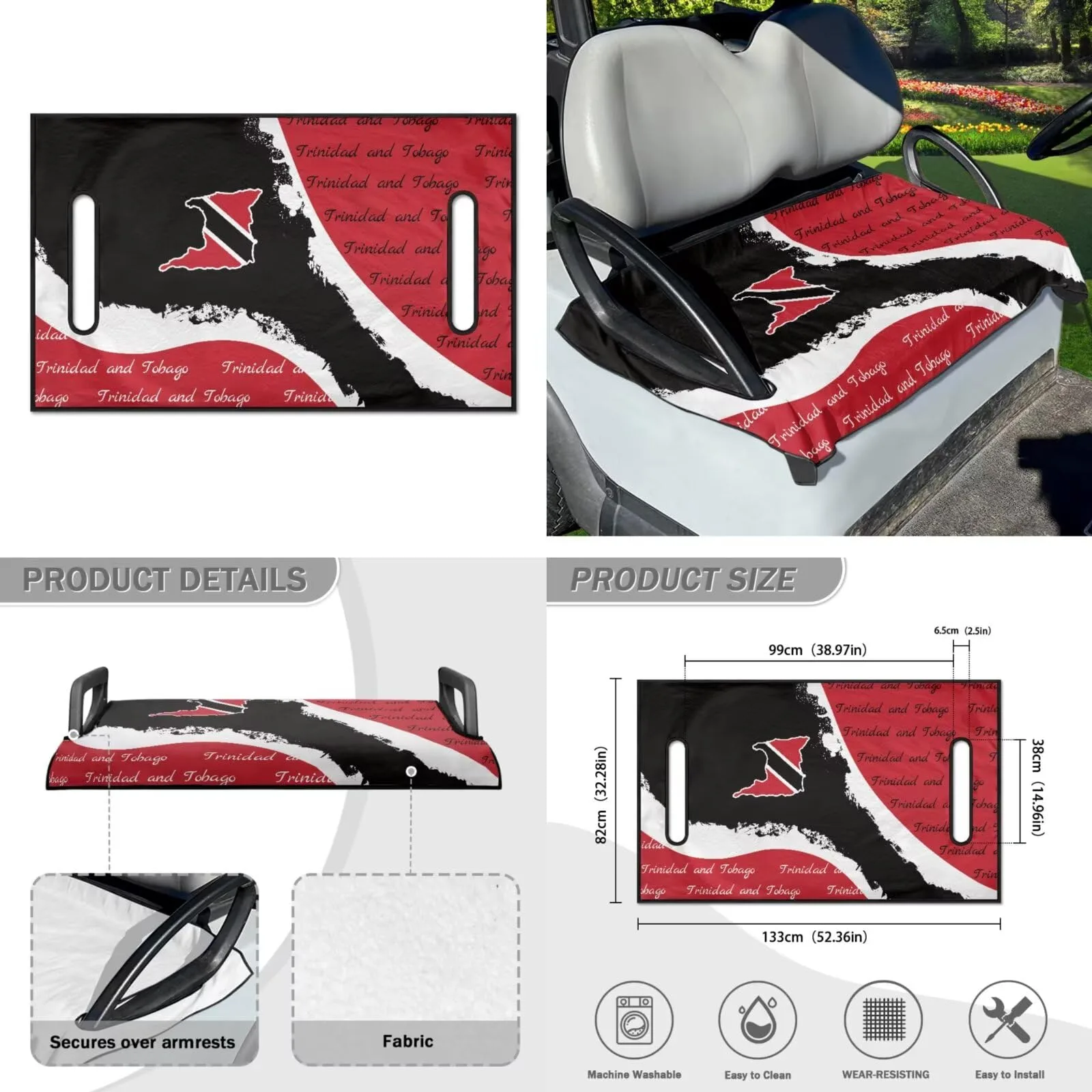 Yewattles Golf Cart Seat Cover for Club Car 2-Seat Carts image 4