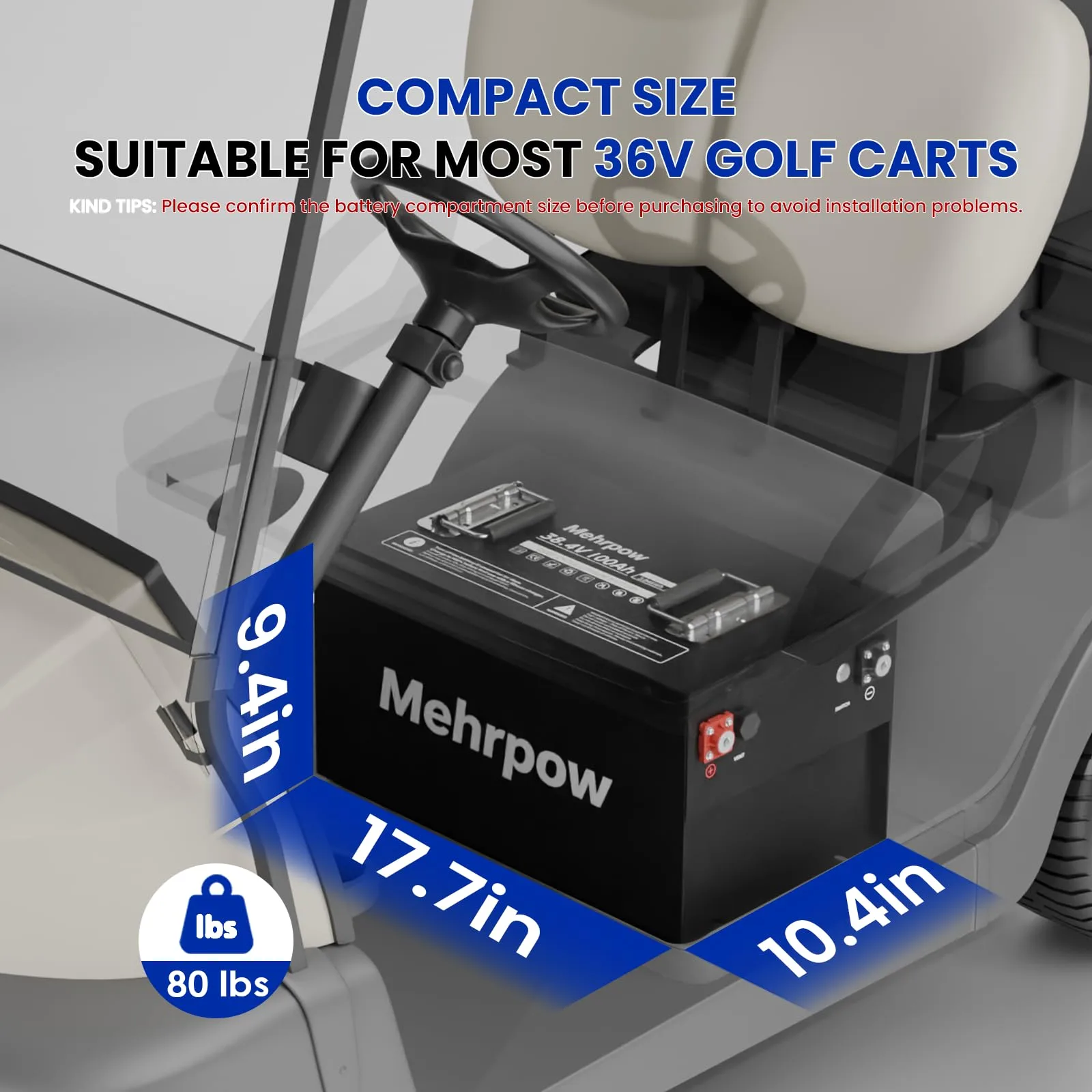 Mehrpow 36V 100Ah Lithium Golf Cart Battery MP-51.2V image 3