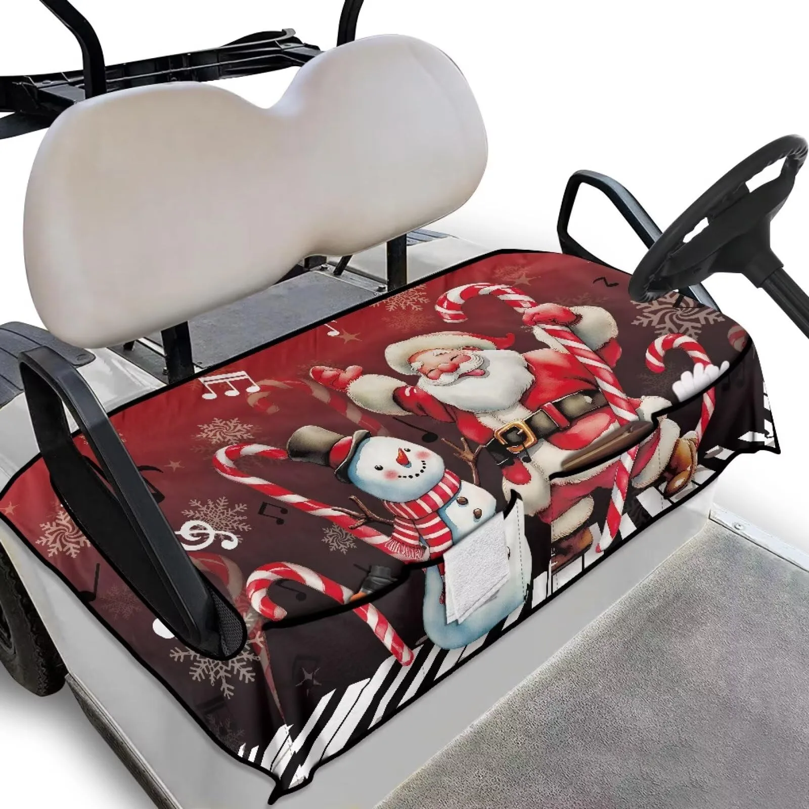 Tuoxiukan Golf Cart Seat Towel Cover with Pockets — Santa Claus Snowman