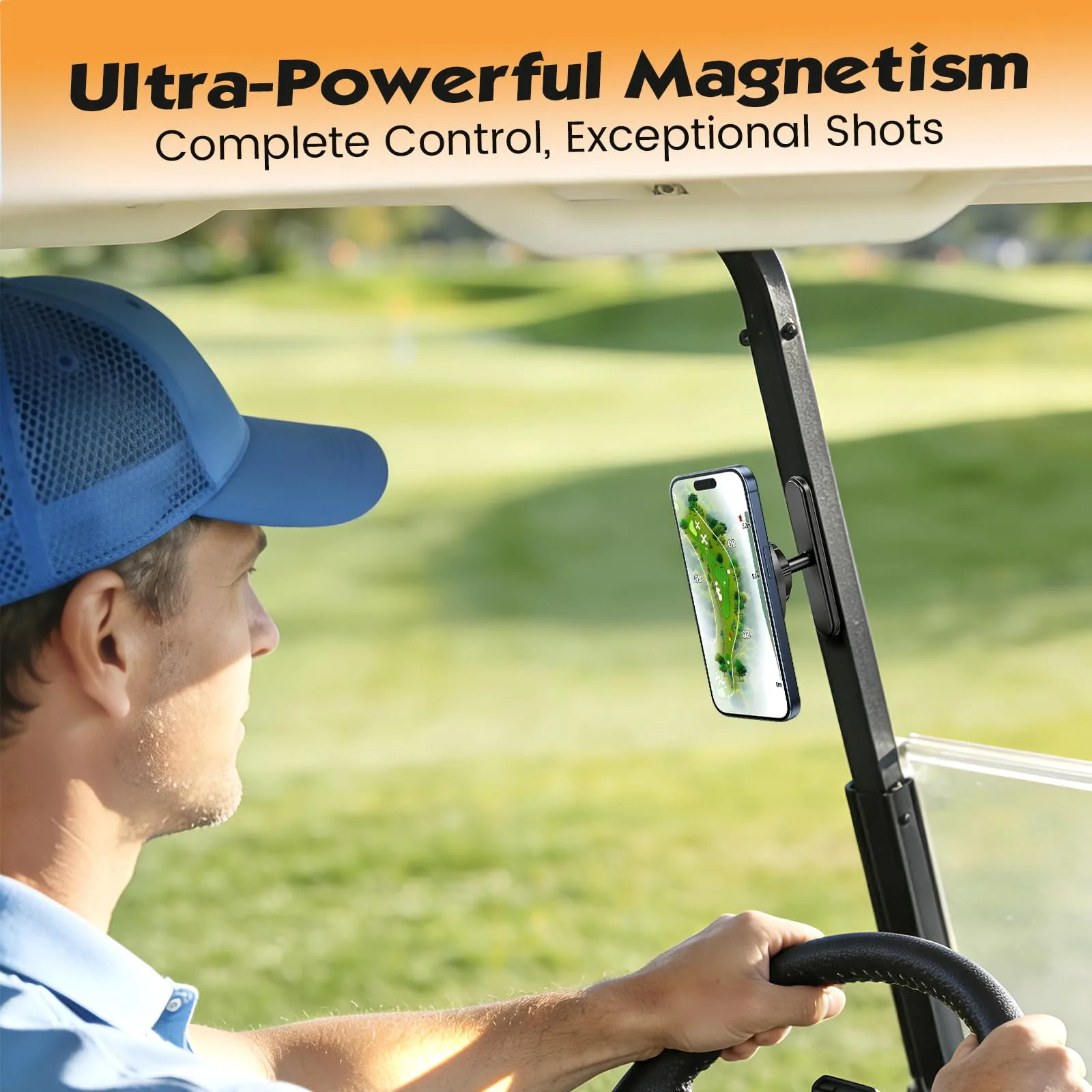 OLUFIA Magnetic Golf Cart Phone Holder GEF-XJP — 360° Rotation image 3