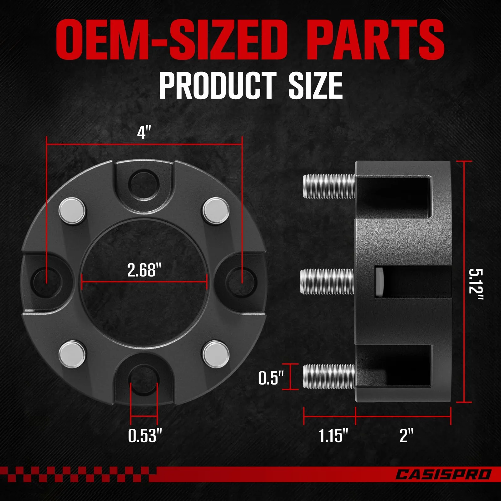 CASISPRO Golf Cart Wheel Spacers, 2-Inch, 4-Lug image 3