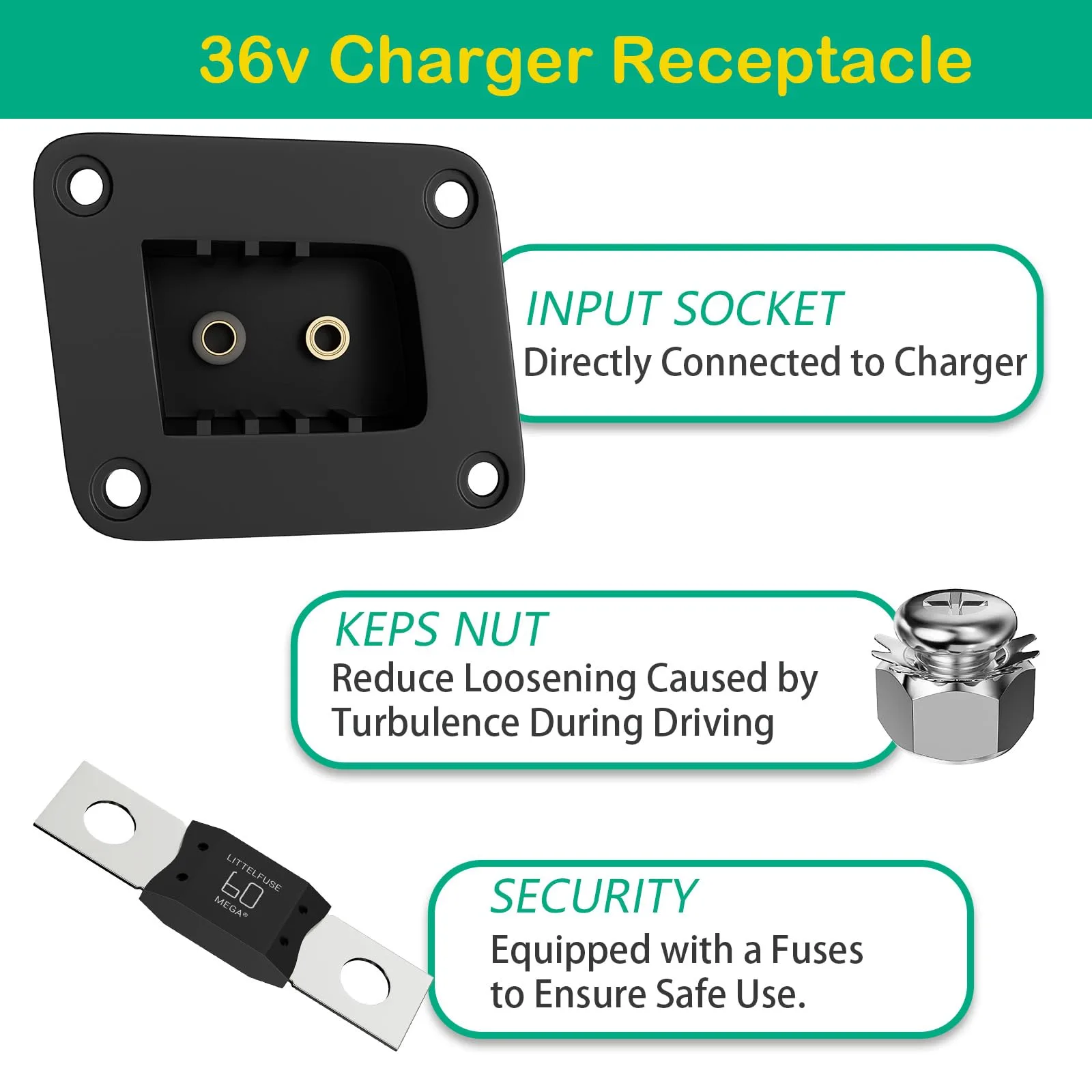 FIXHAWK 36V E-Z-GO Charger Receptacle FK-0051 image 4