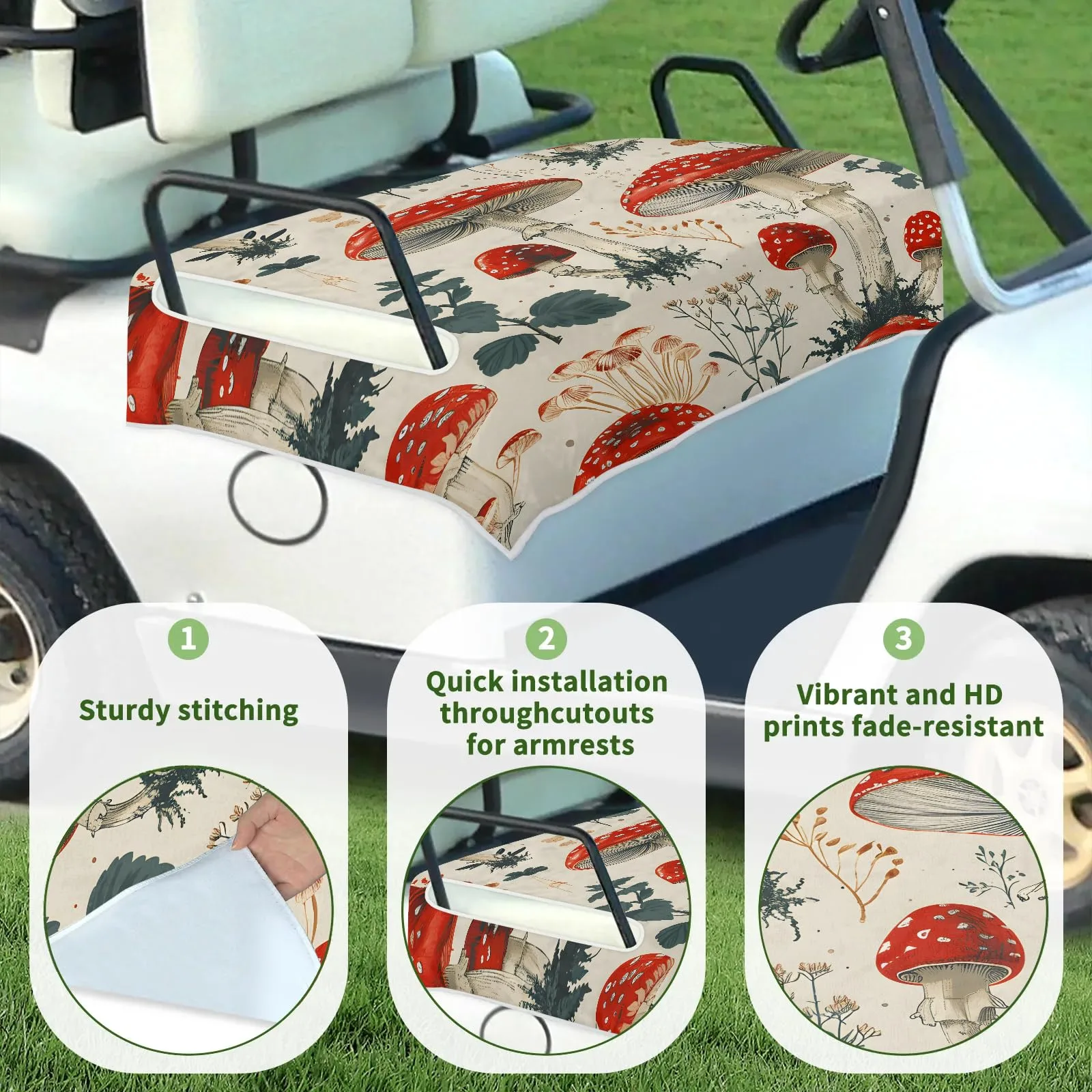 Tiveruda Golf Cart Seat Cover for Double Seats image 3