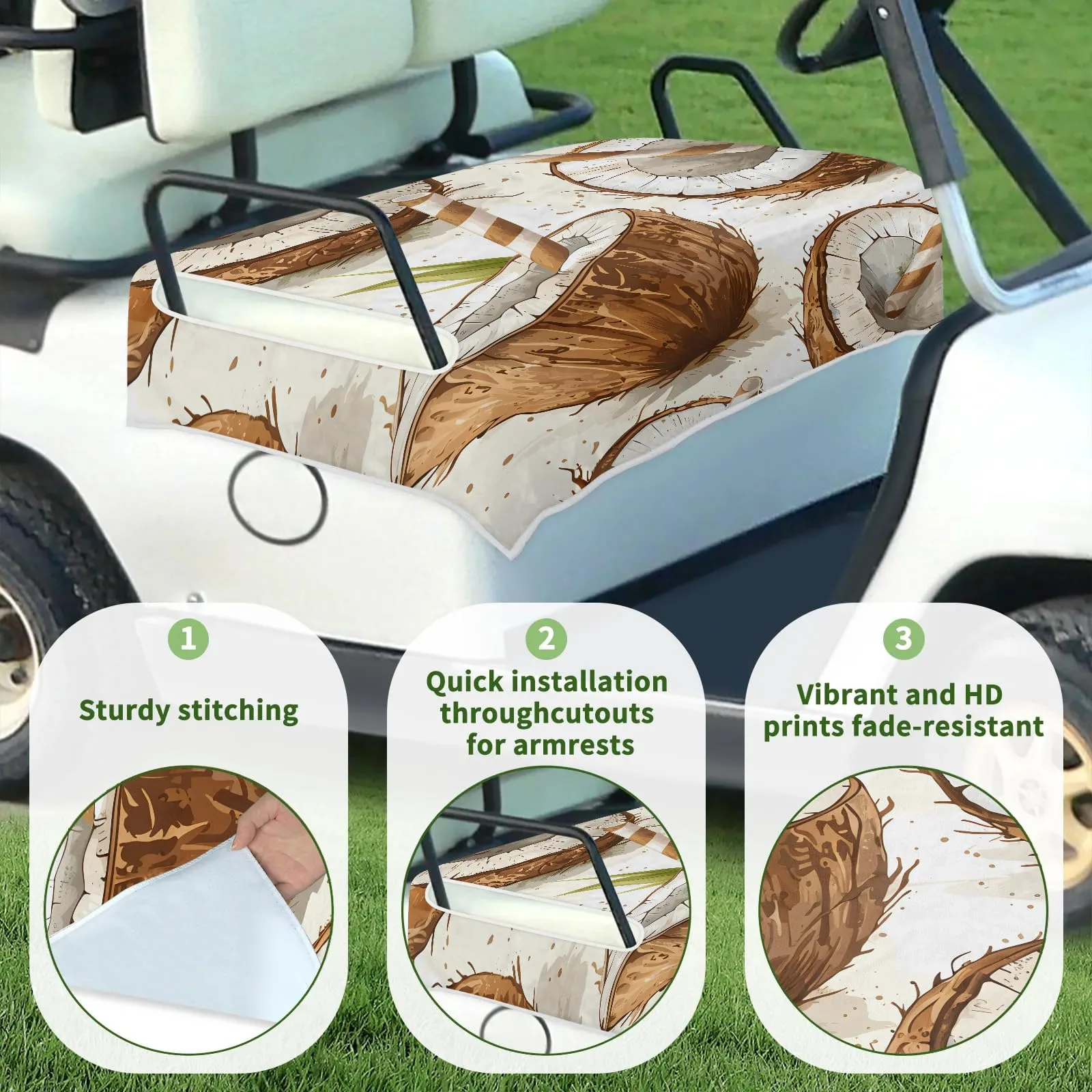 Tiveruda 51 x 31 in Universal Golf Cart Seat Cover — Polyester image 3