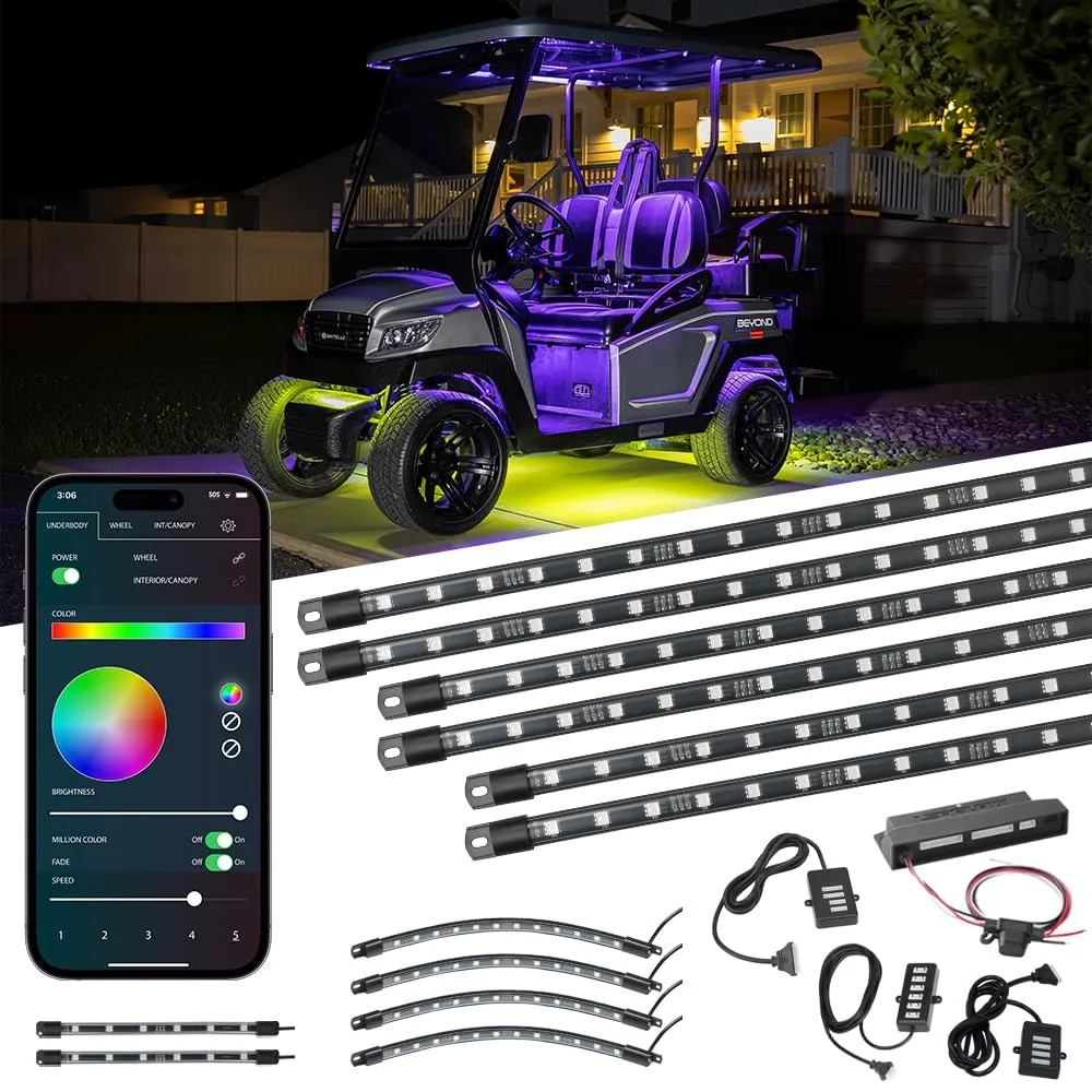 LEDGlow Bluetooth 12-Piece Golf Cart LED Underglow Kit