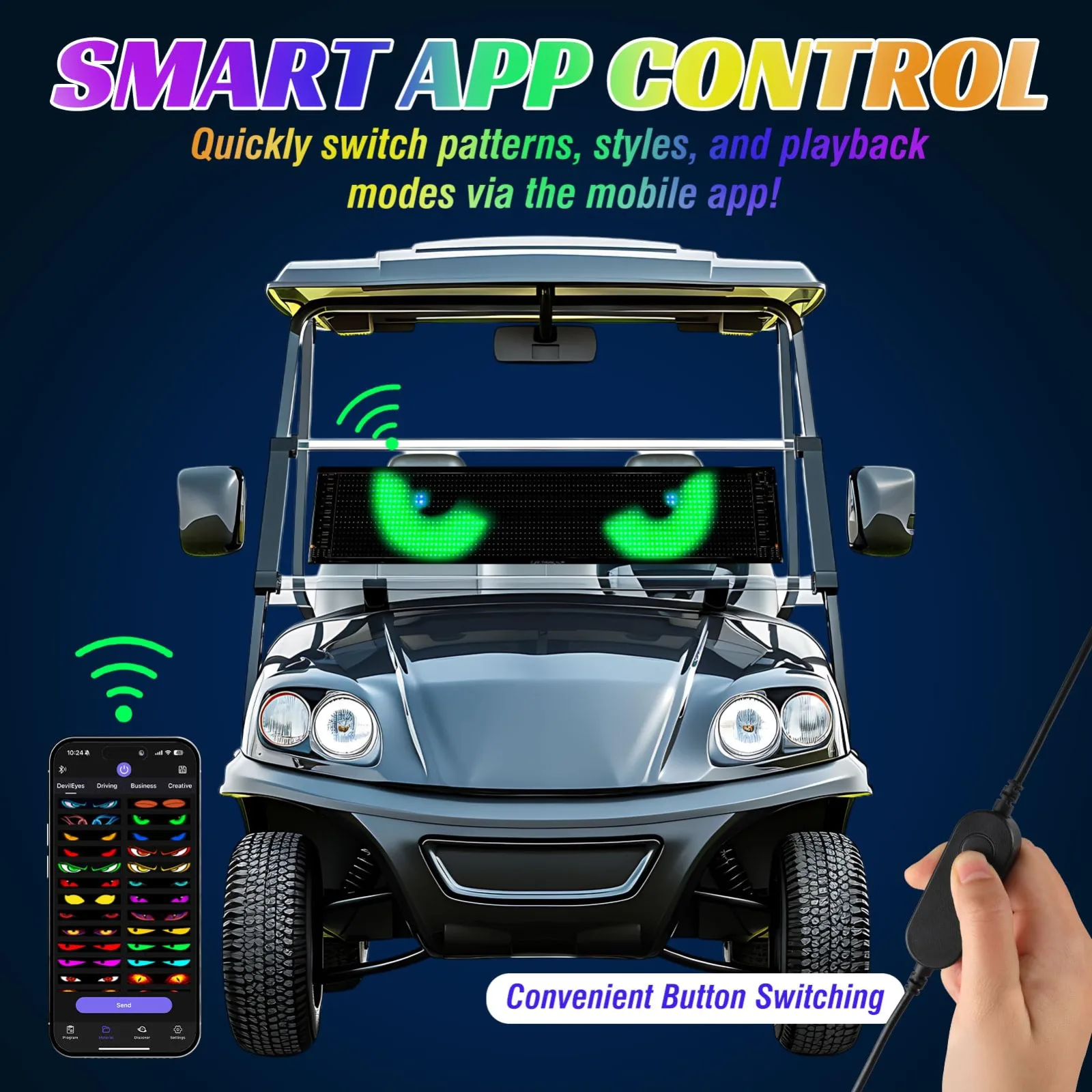 TRINKA GCLED001 Programmable LED Devil Eyes Strip for Golf Cart Windshield image 2