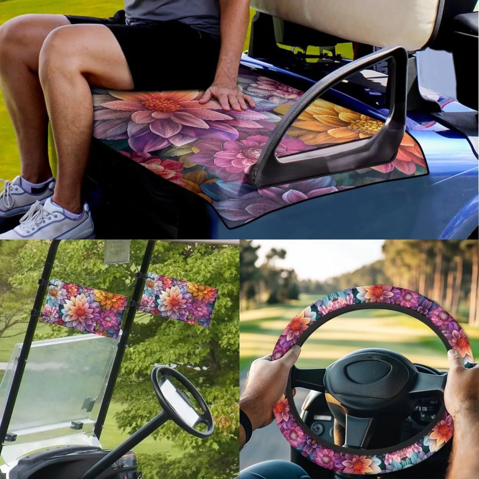 INSTANTARTS Golf Cart Seat and Steering Wheel Cover Set image 2