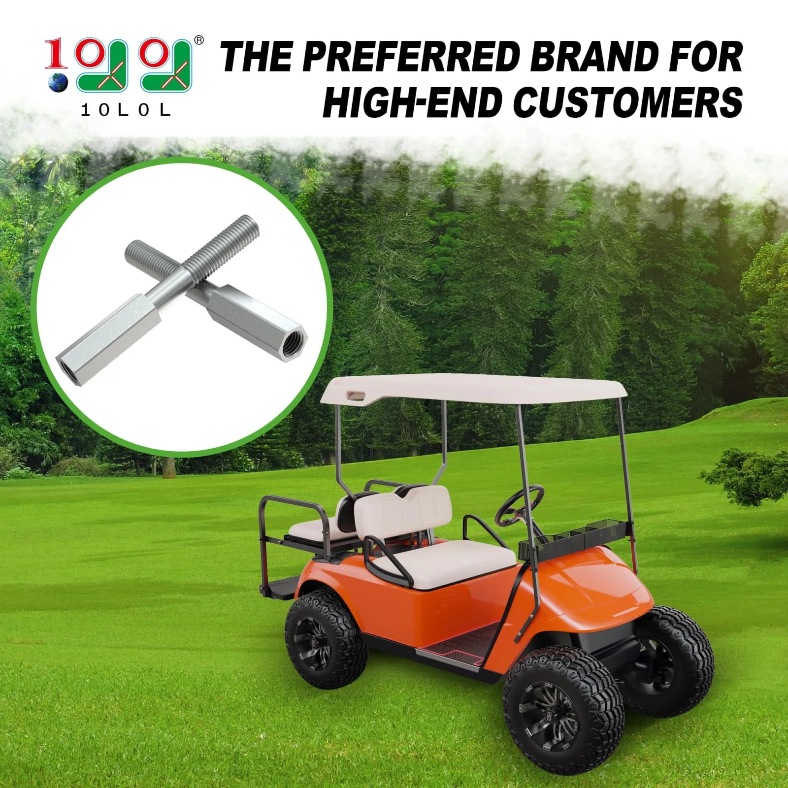 10L0L Golf Cart Shock Extension Rod Kit for E-Z-GO and Club Car image 2