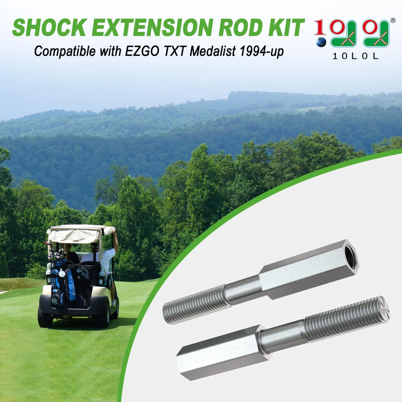 10L0L Golf Cart Shock Extension Rod Kit for E-Z-GO and Club Car image 3