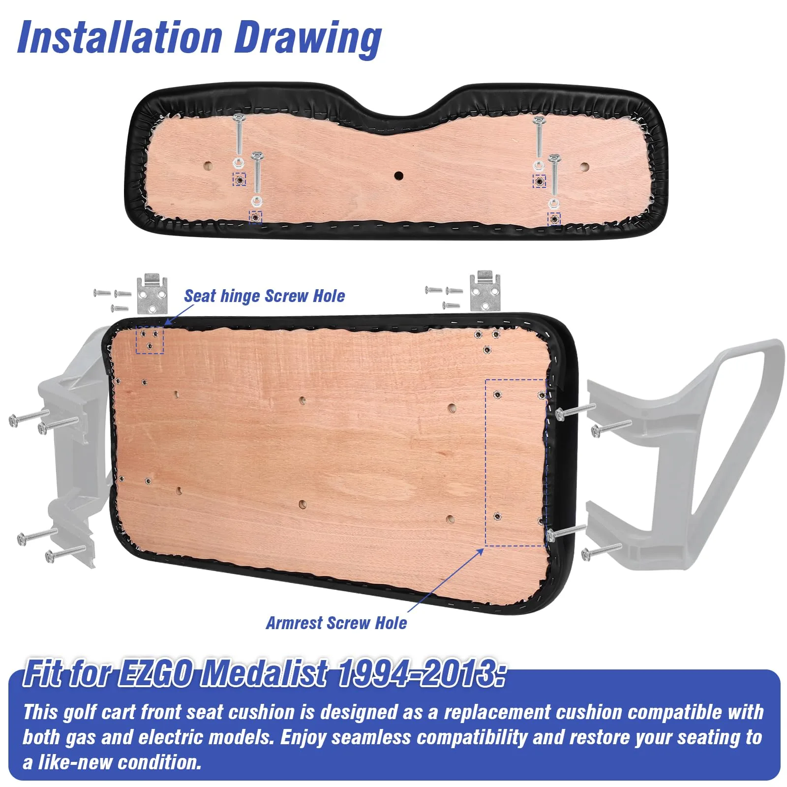 E-Z-G-O TXT/Medalist Front Seat Cushion Assembly 1994-2013 image 4