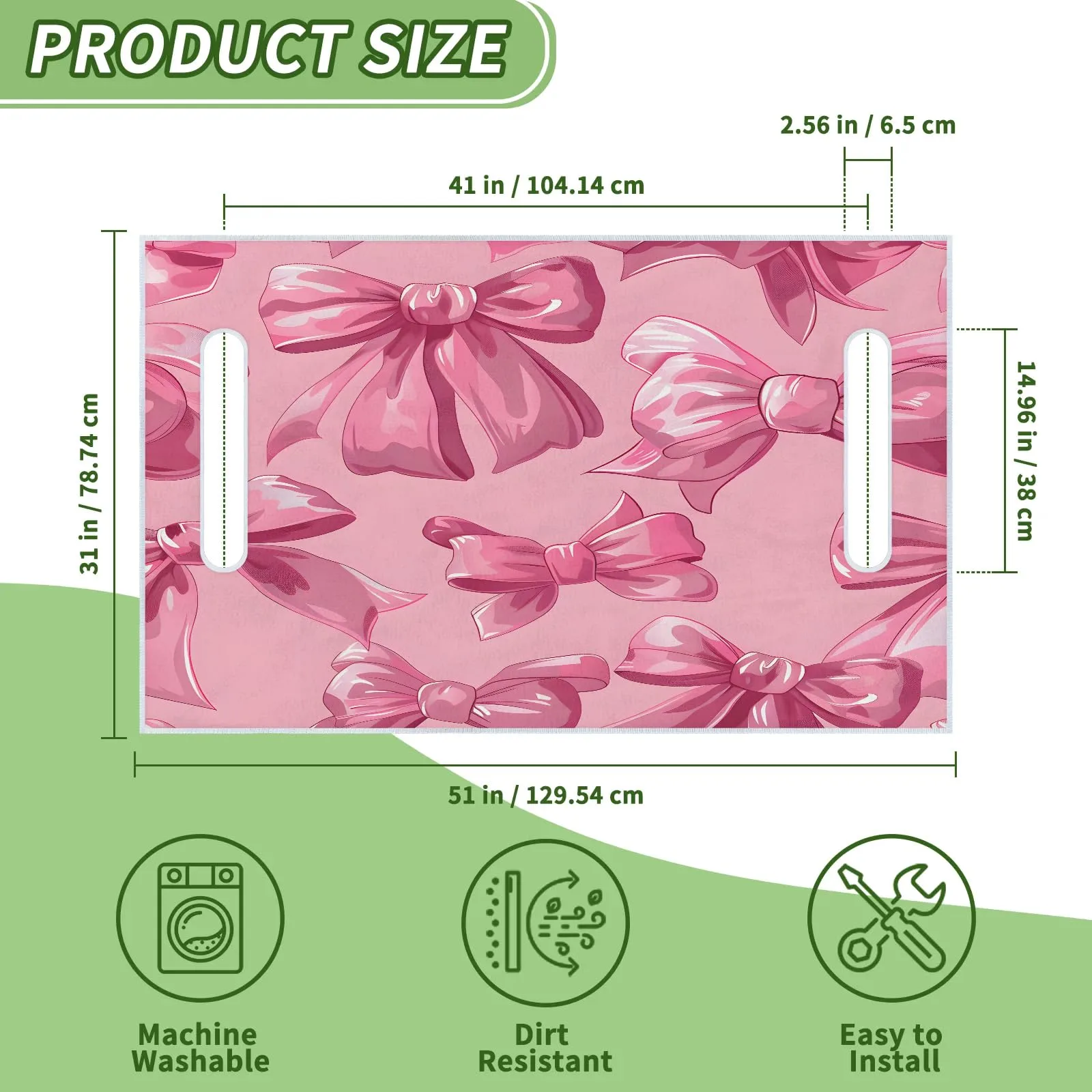 Tiveruda Pink Bow Golf Cart Seat Cover, 51 x 31 in image 2
