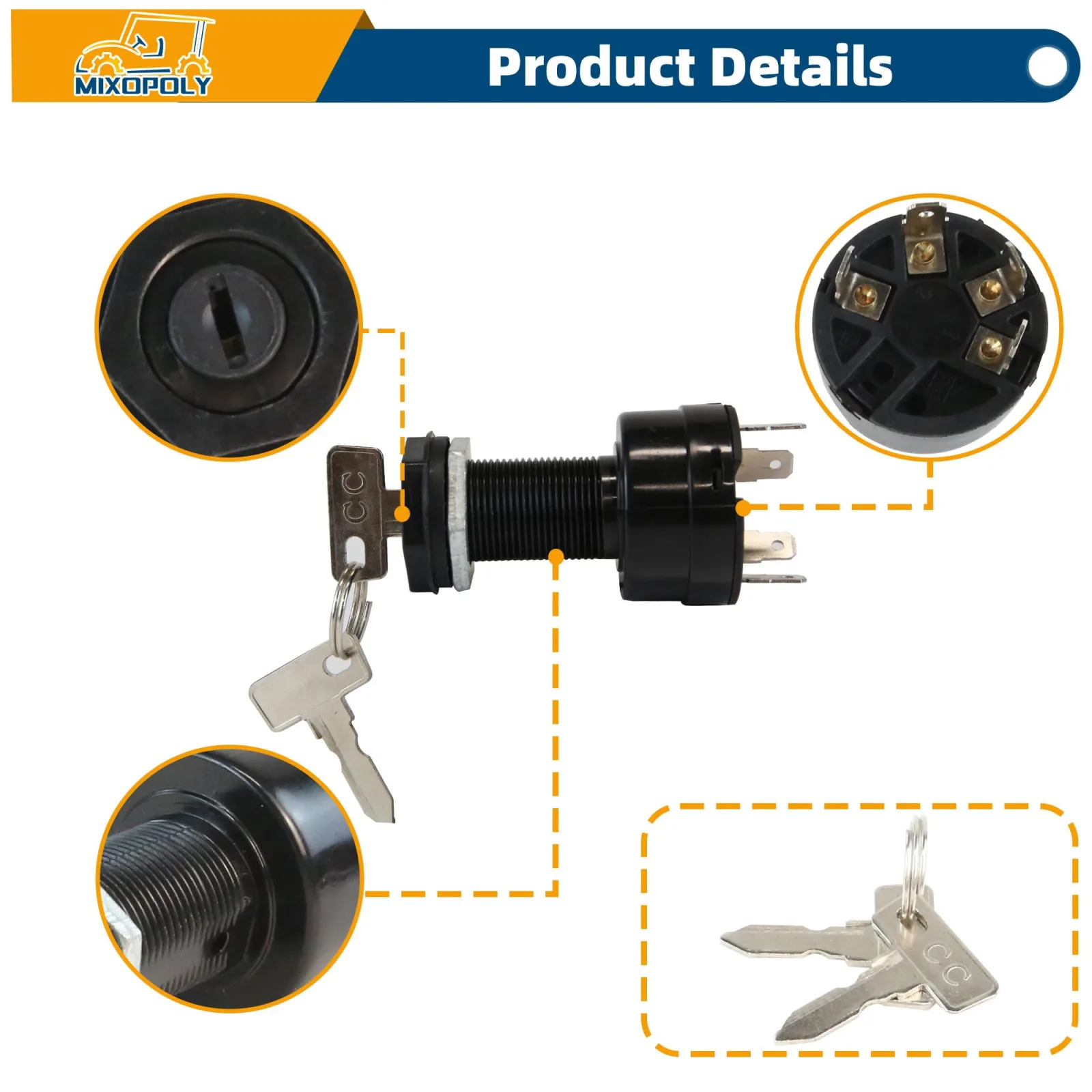 Mixopoly Ignition Key Switch for Club Car Precedent & Onward 102515101 image 3