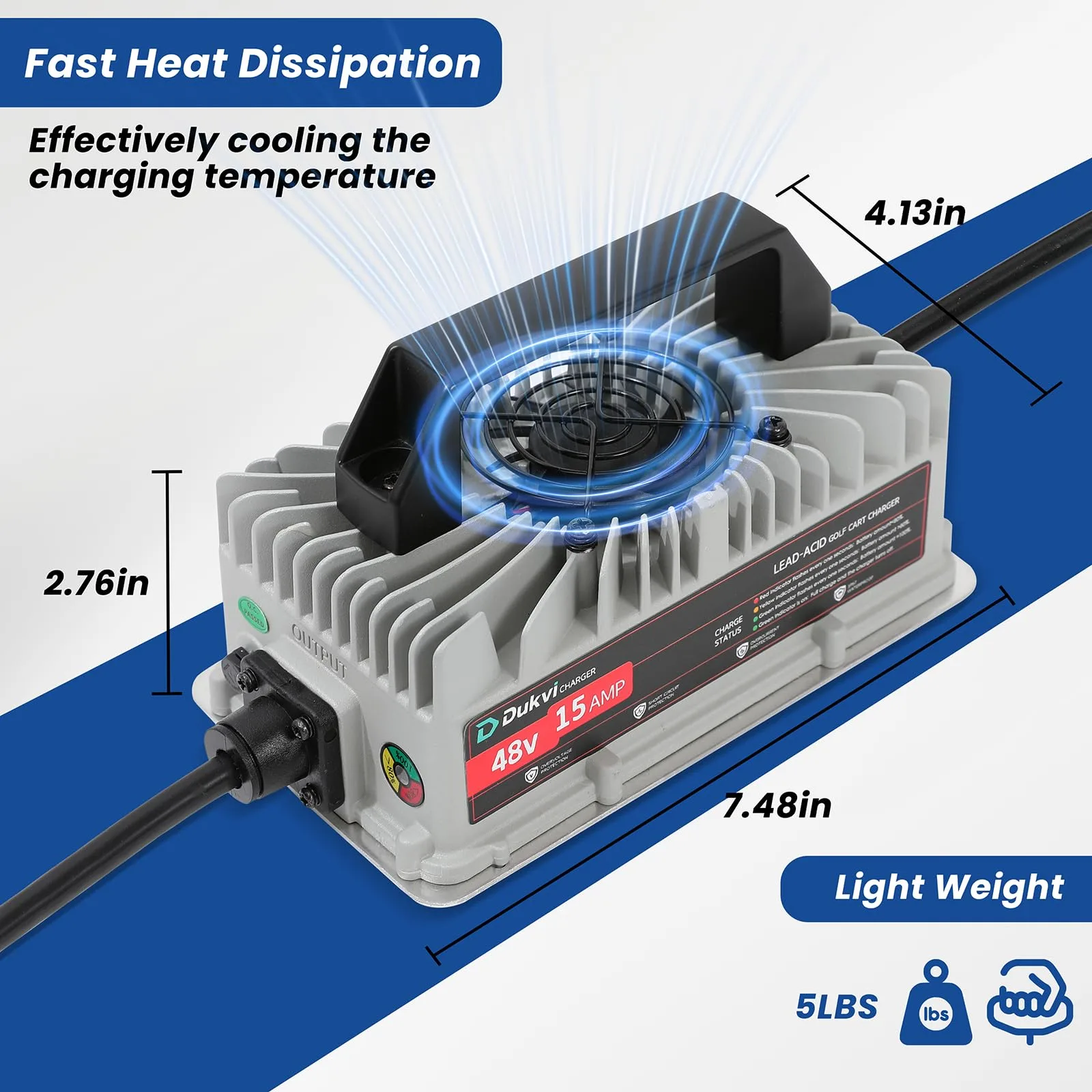 DUKVI 15A 48V Charger for Club Car Precedent & DS image 3