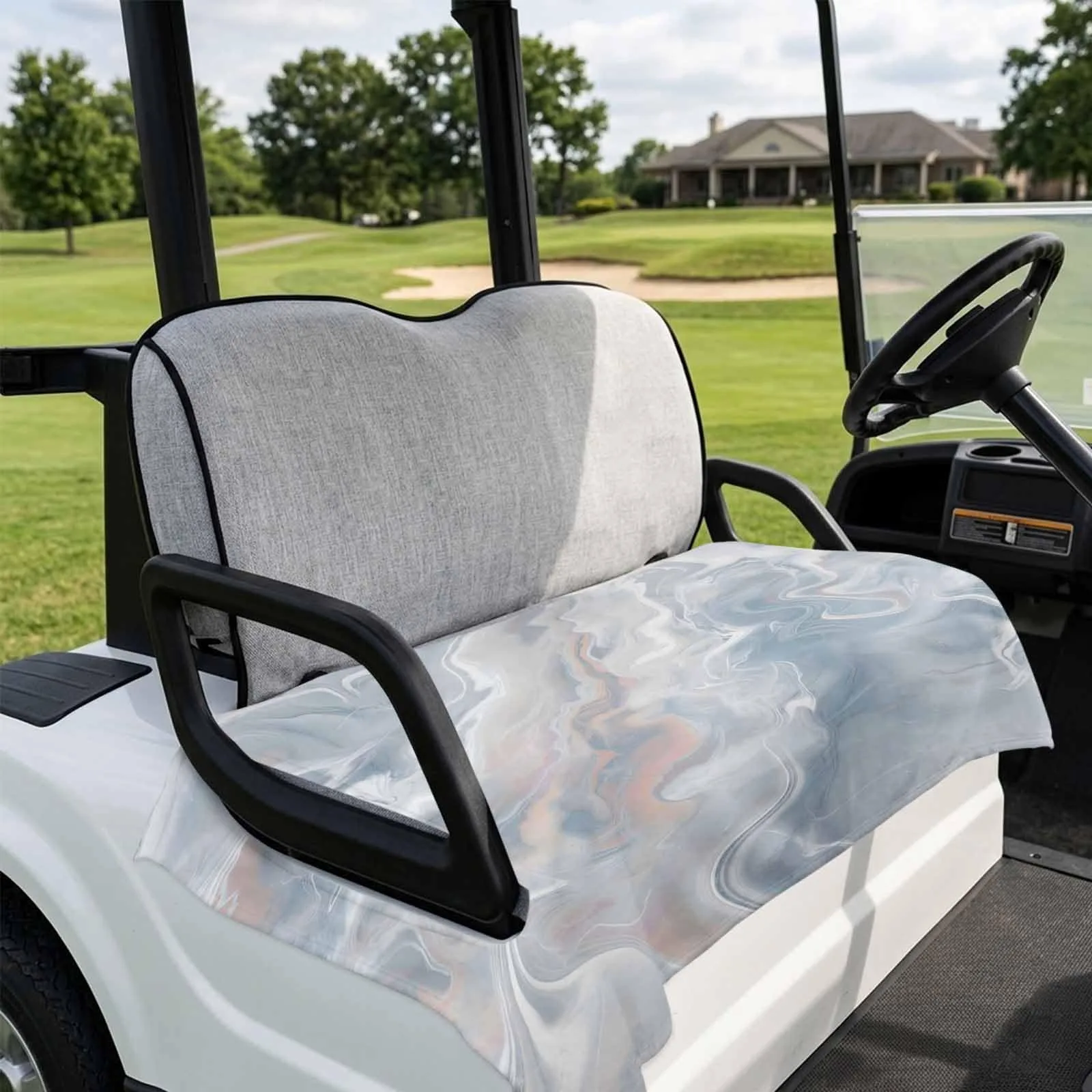 DecorLovee Light Blue Marble Golf Cart Seat Cover image 4