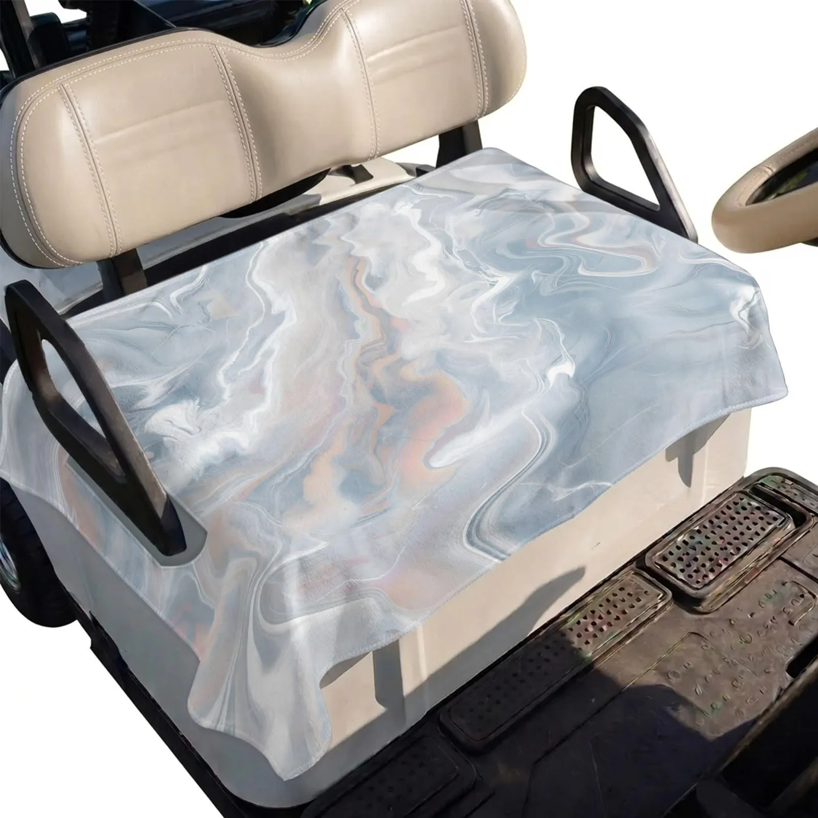 DecorLovee Light Blue Marble Golf Cart Seat Cover