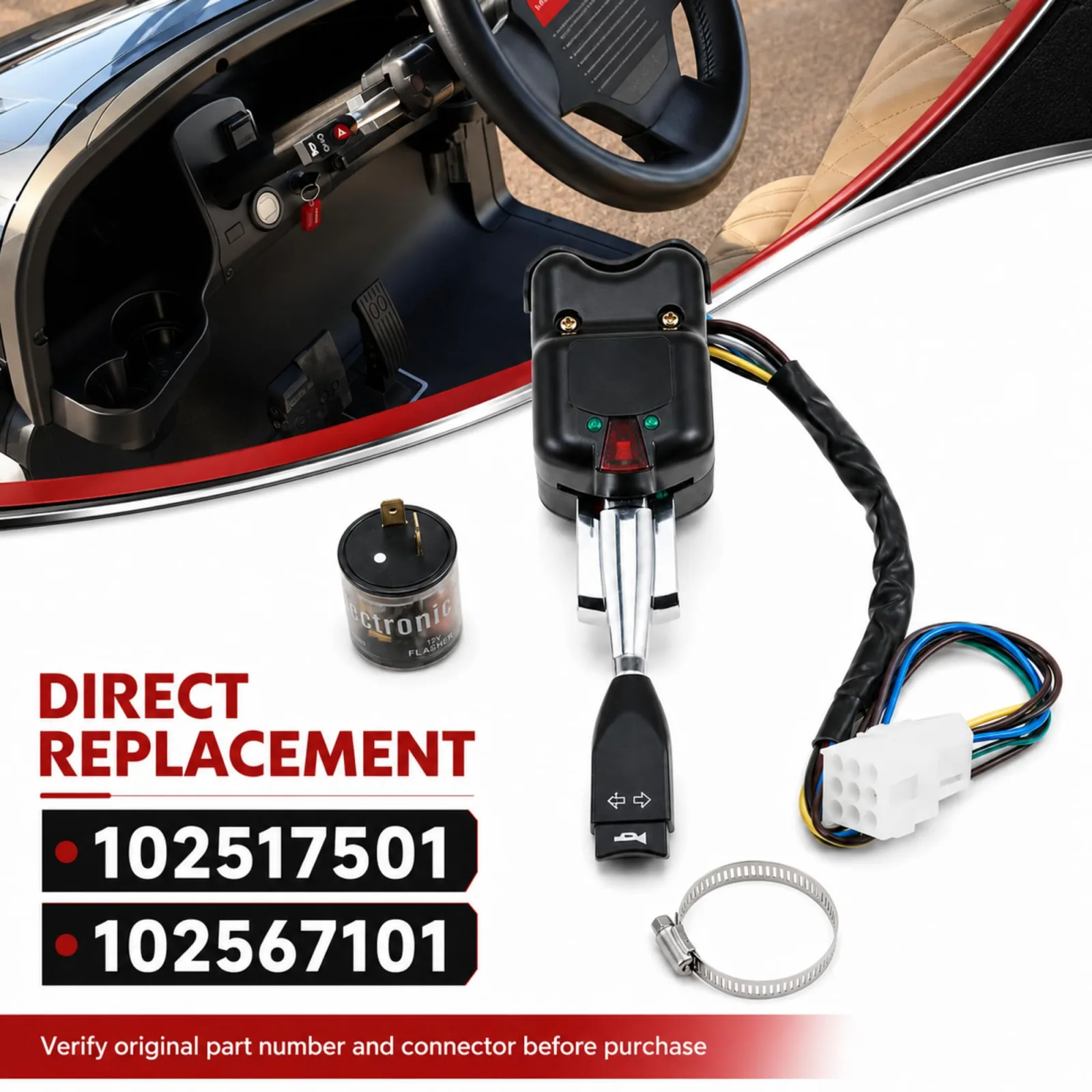 LEVANLIGHT Turn Signal Switch for Club Car Golf Carts image 3