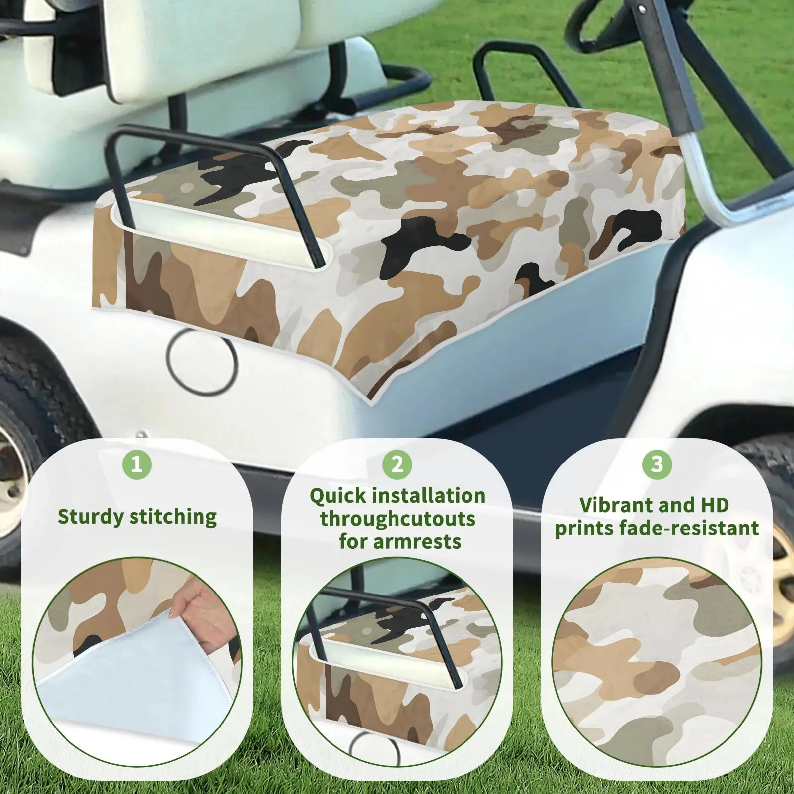 Tiveruda Golf Cart Seat Cover for Double Seats image 3