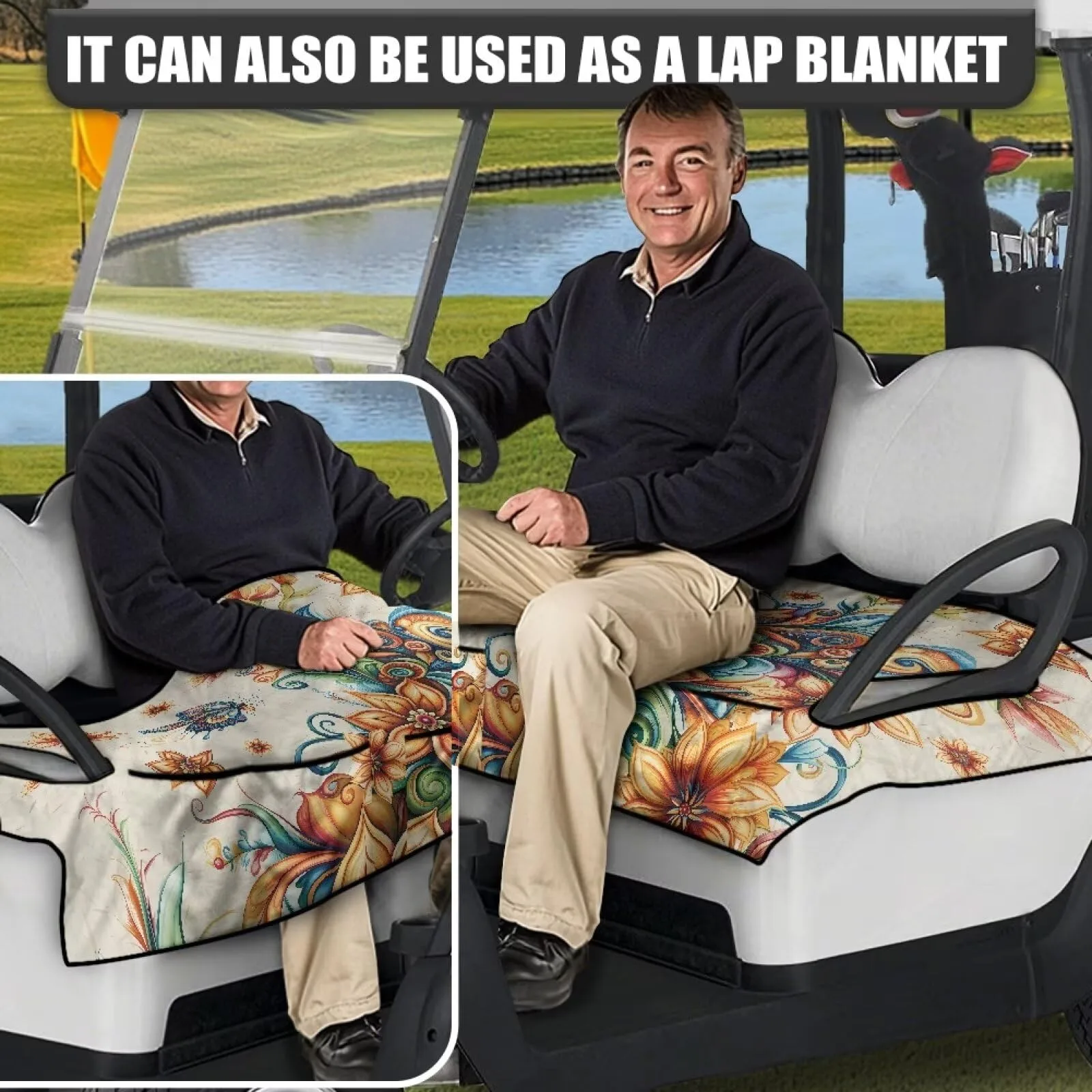 Tomeusey Golf Cart Seat Cover with 4 Pockets image 4
