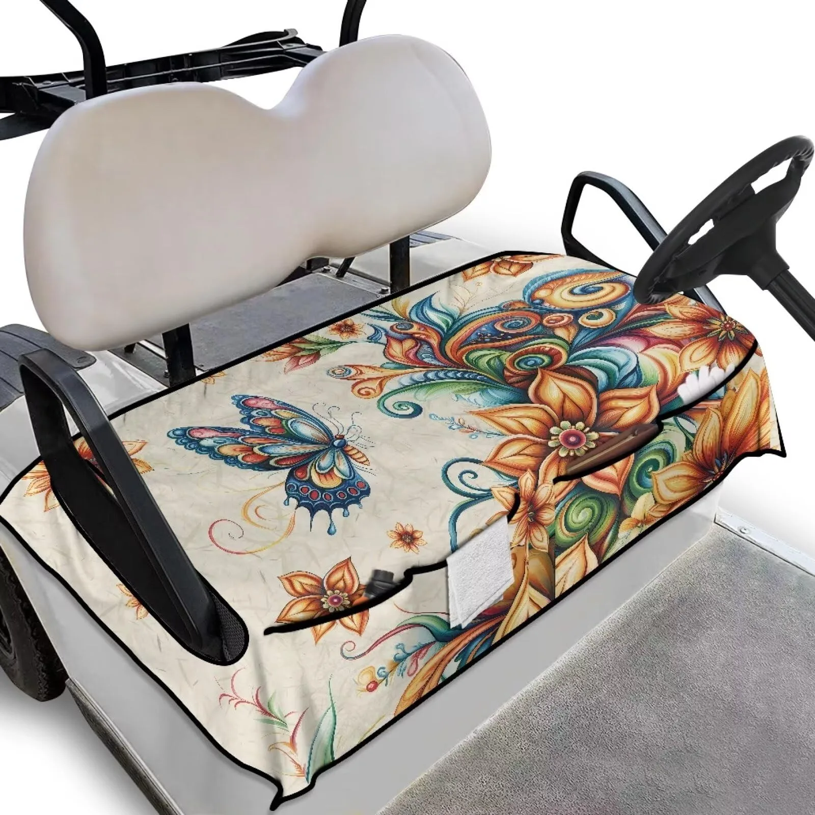 Tomeusey Golf Cart Seat Cover with 4 Pockets