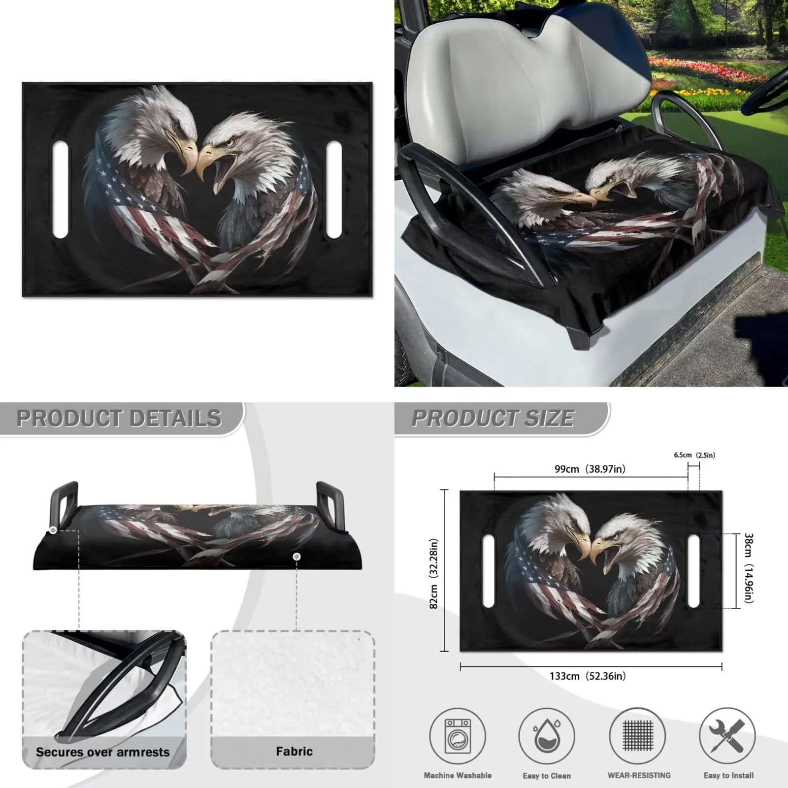 Yewattles 50 x 30.9 in Golf Cart Seat Cover (Baseball) - Yew-CZ47+BYD404-1-20 image 2