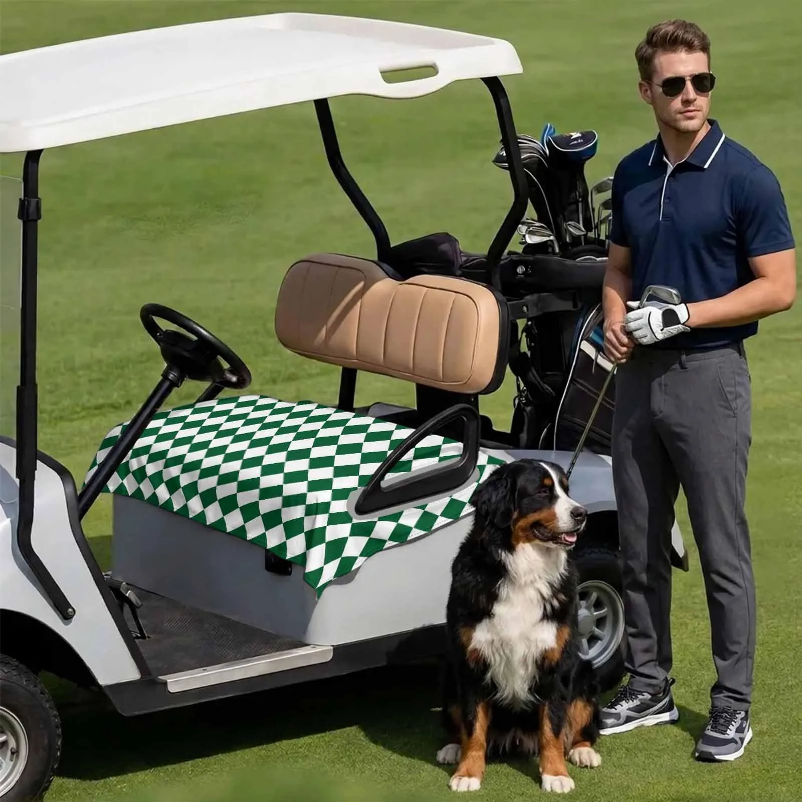 DecorLovee Green Plaid Golf Cart Seat Cover 51 x 31 in image 3
