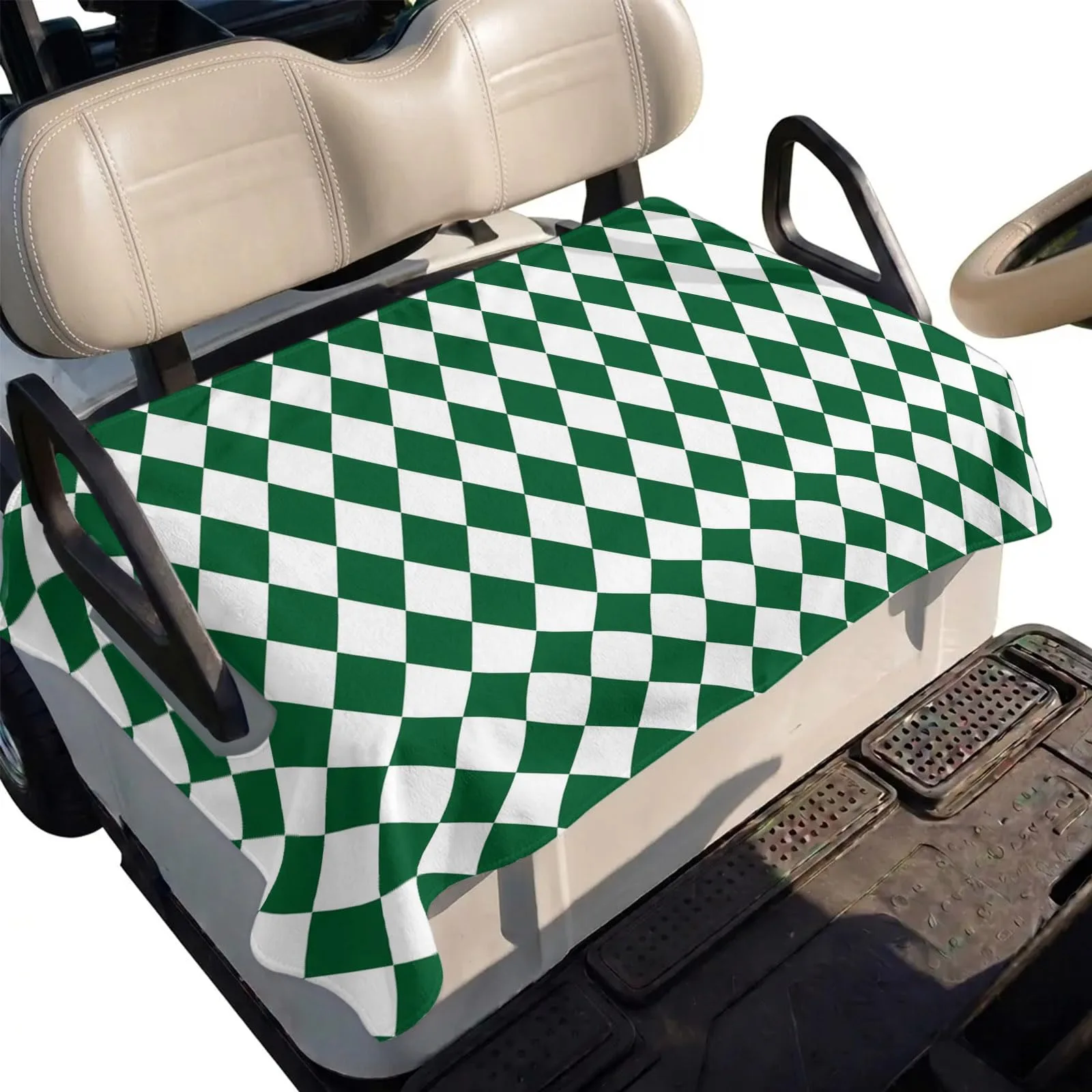DecorLovee Green Plaid Golf Cart Seat Cover 51 x 31 in