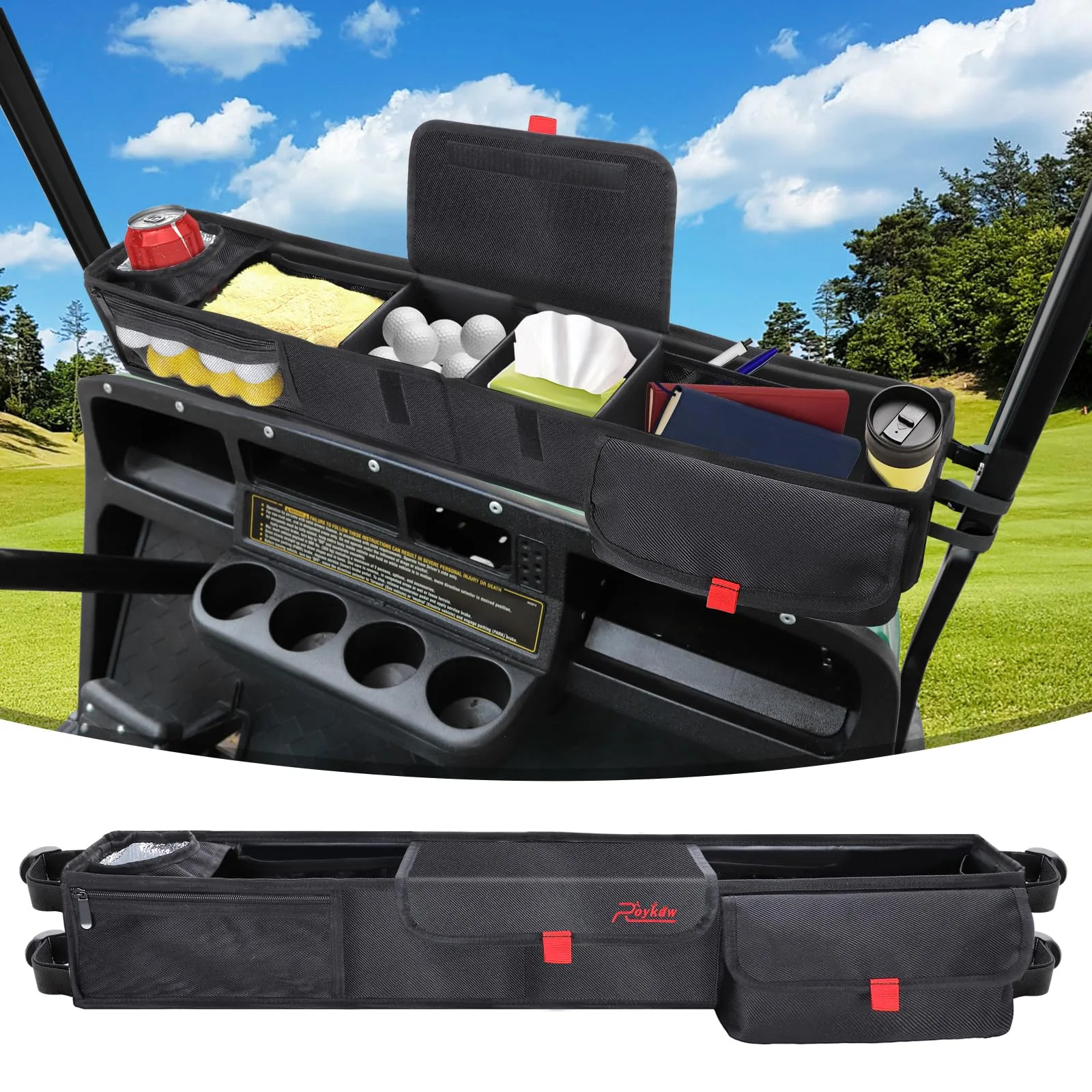 Roykaw Golf Cart Front Storage Basket for Club Car, E-Z-GO & Yamaha