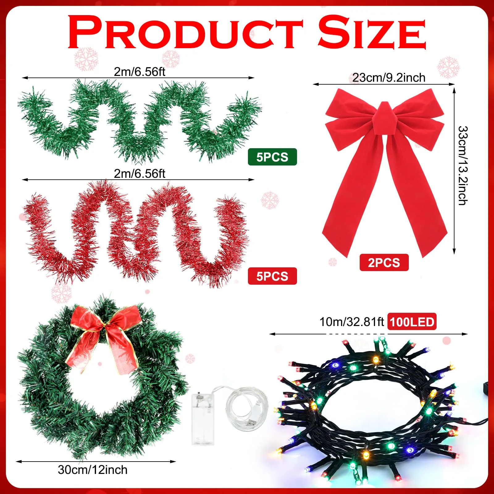 Maysing Christmas Golf Cart Decoration Set with LED Wreath - TID-Maysing-0997 image 2