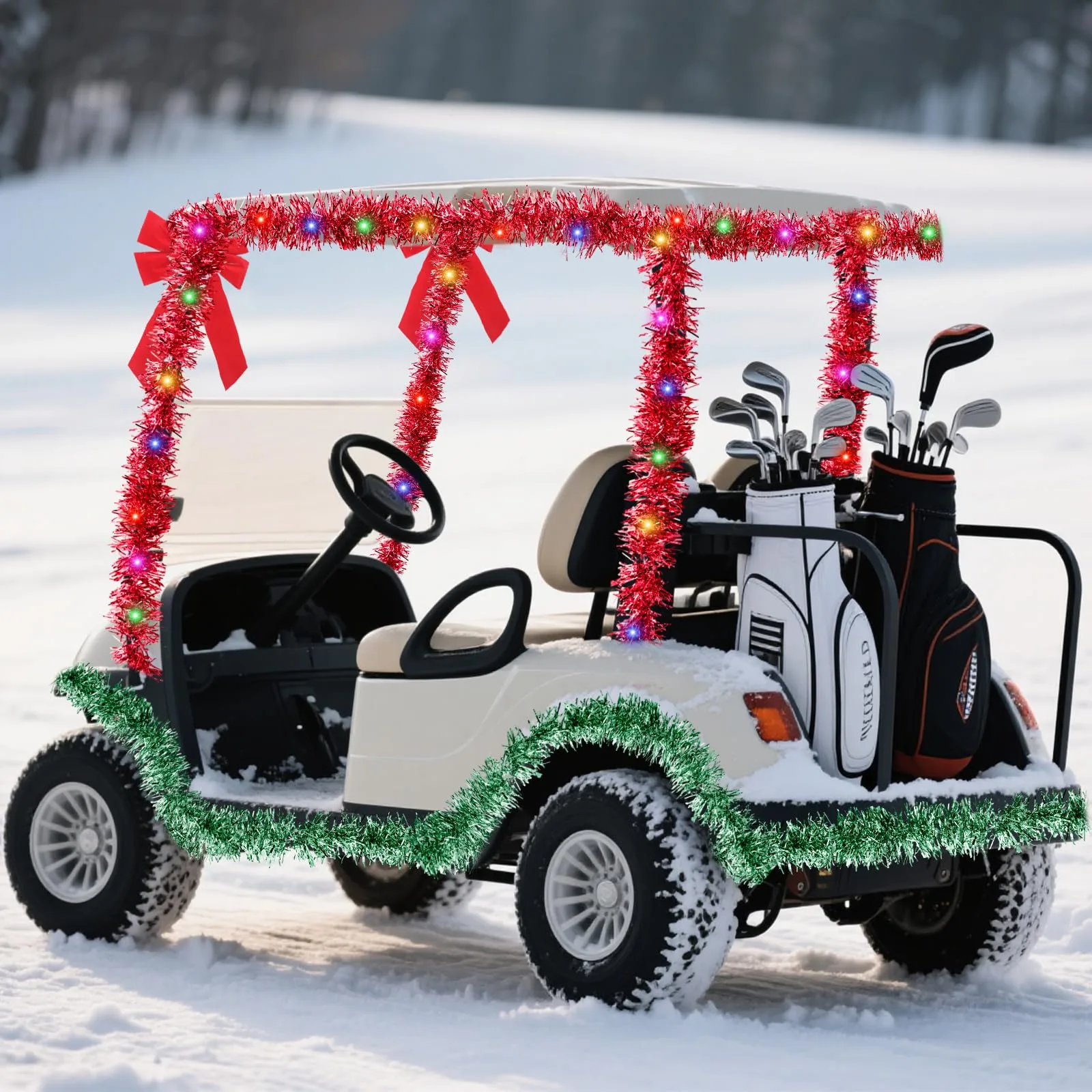 Maysing Christmas Golf Cart Decoration Set with LED Wreath - TID-Maysing-0997 image 4