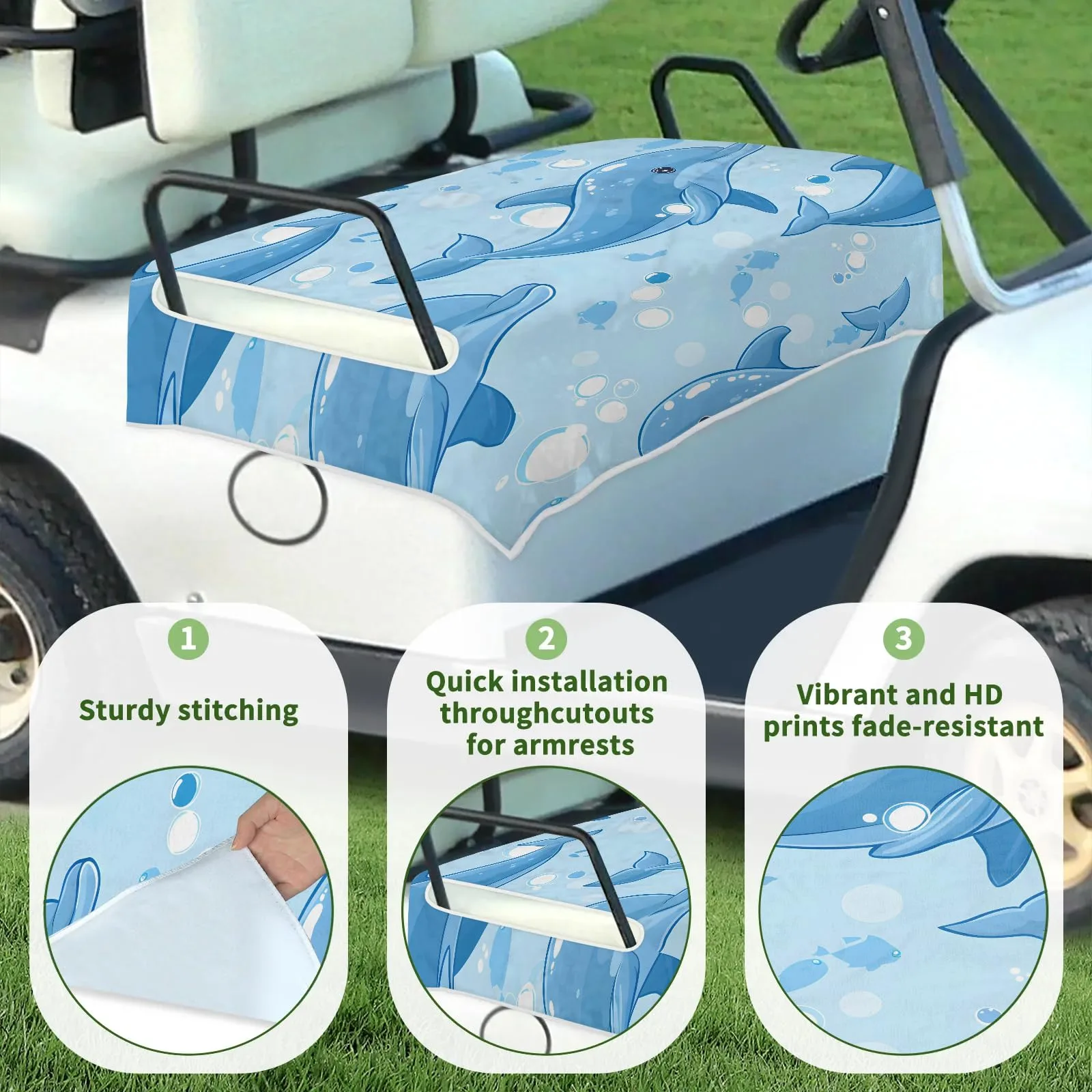 Tiveruda Golf Cart Seat Cover for Double Seats image 3