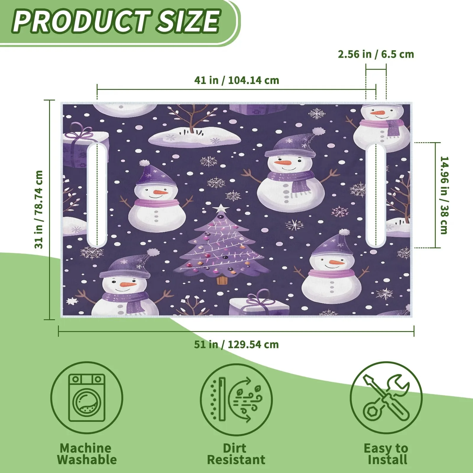 Tiveruda Purple Snowman Universal Golf Cart Seat Cover for 2-Person Seats, 51 x 31 image 2