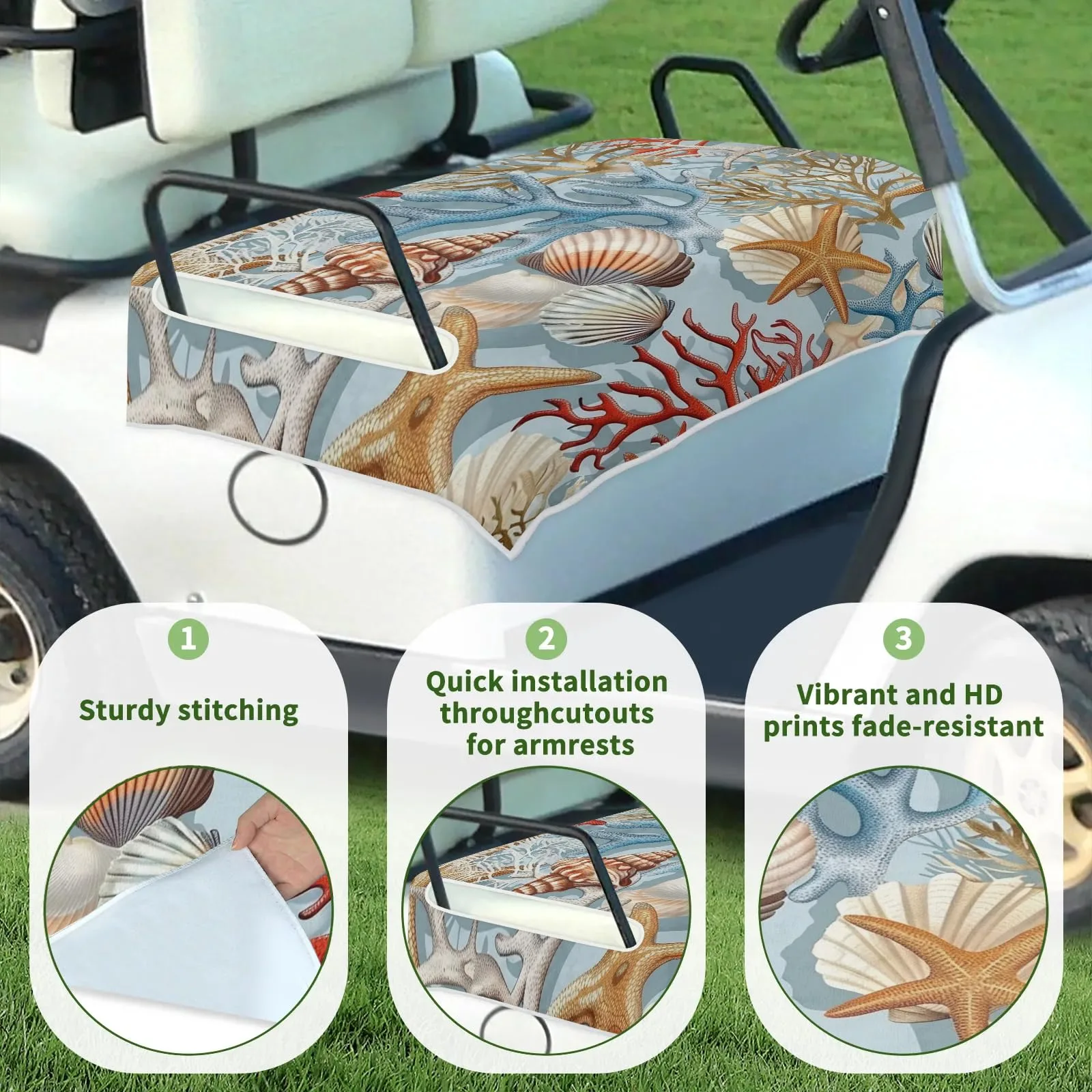Tiveruda Golf Cart Seat Cover for Double Seats image 3