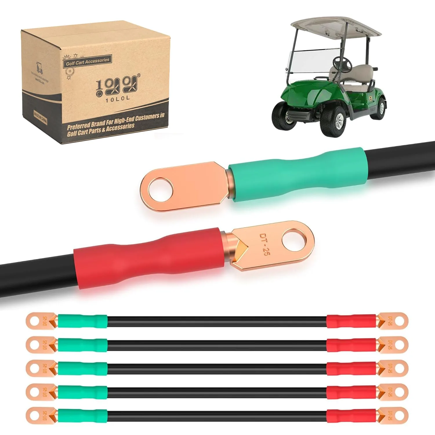 10L0L 4-Gauge Golf Cart Battery Cables, 14-Inch