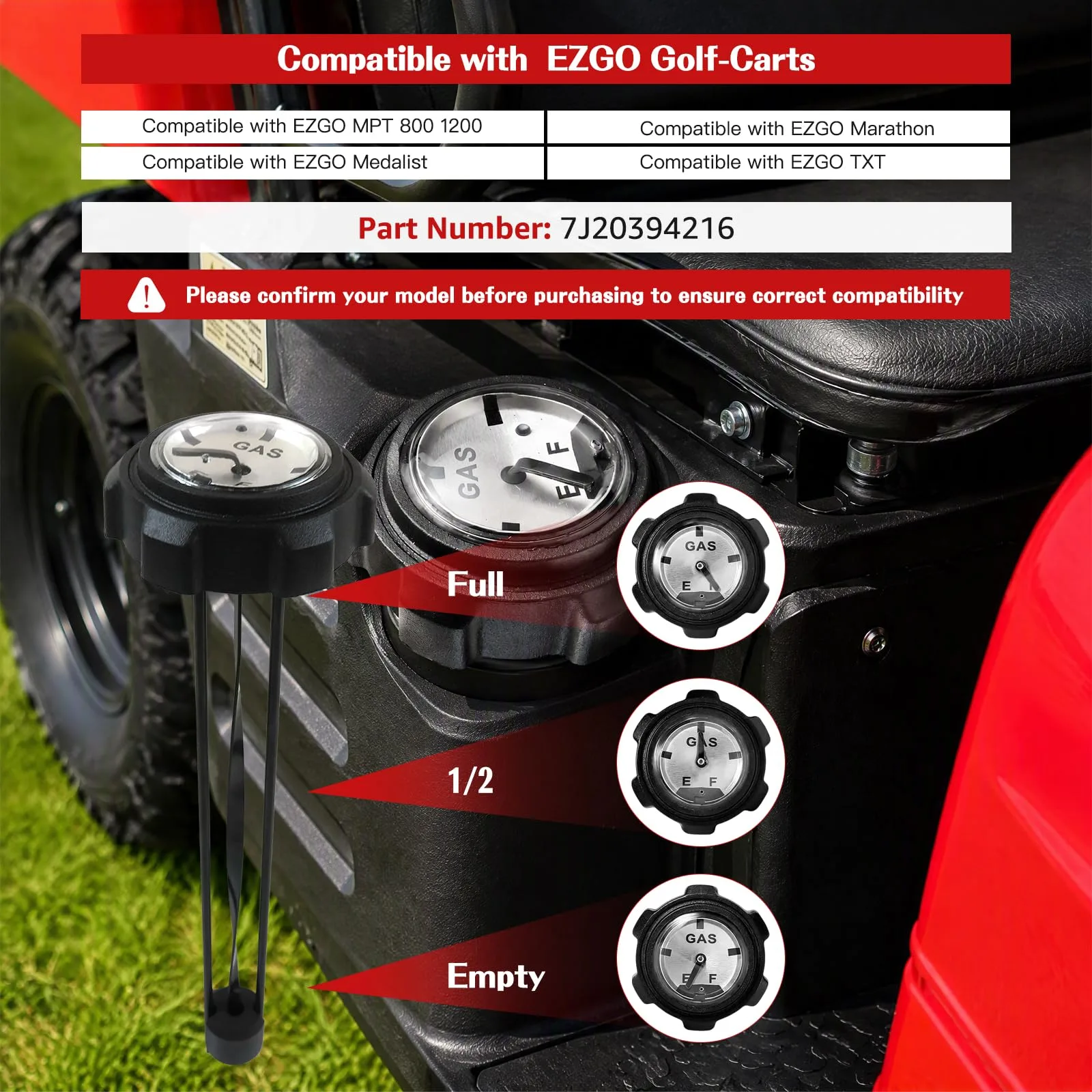 KOGUNXU Fuel Gauge Gas Cap for E-Z-GO Golf Carts image 4