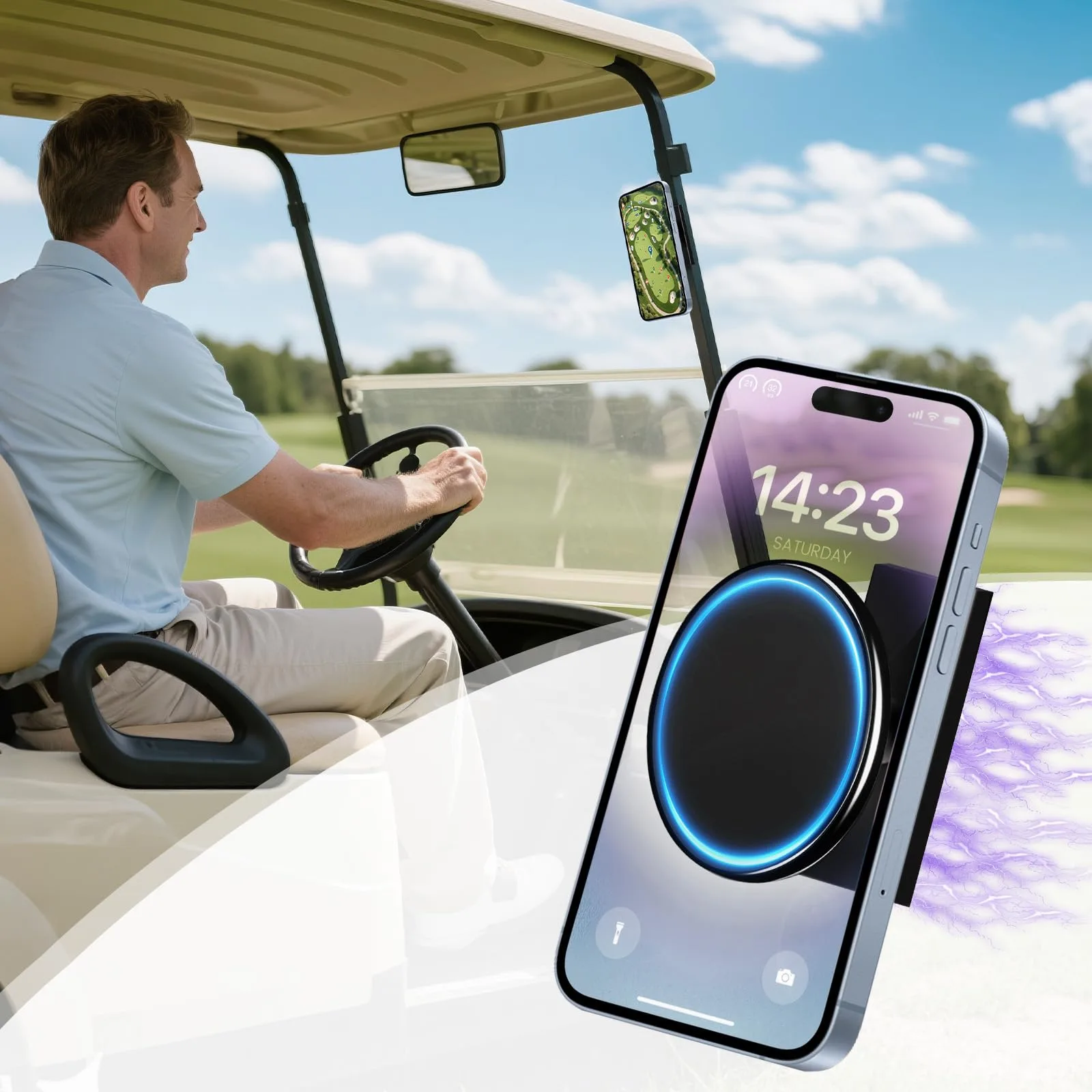 iLSKW MPH02 Magnetic Golf Cart Phone Holder