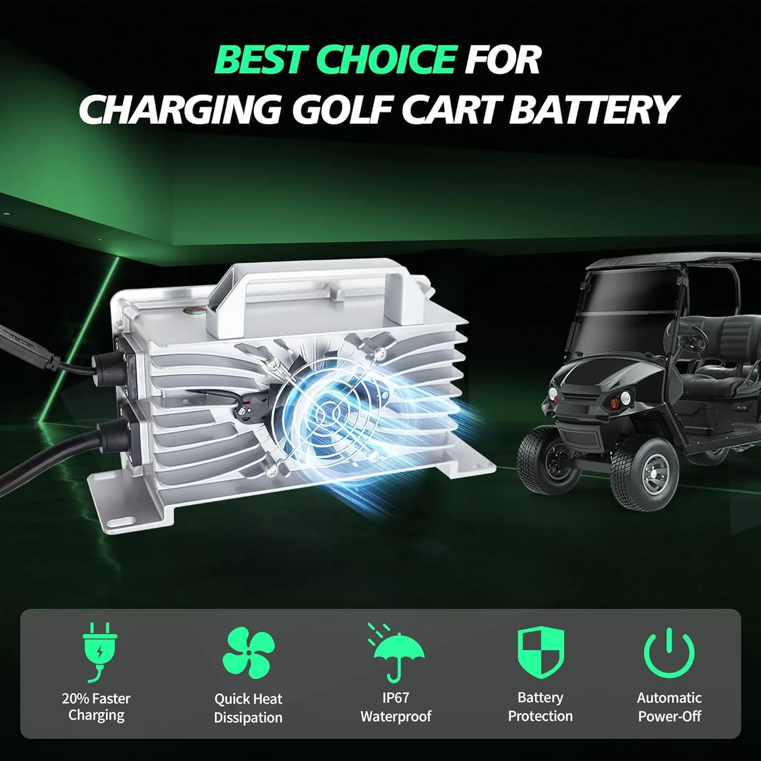 Kegytric 36V 18A Charger for E-Z-GO TXT, D-Style Plug image 2