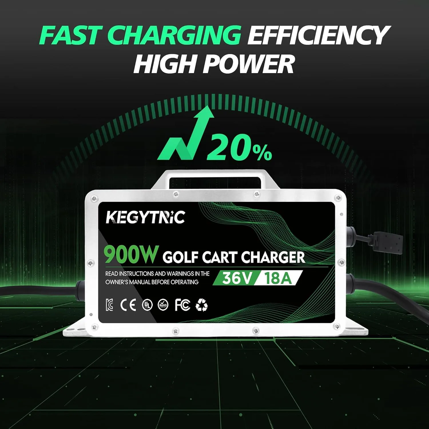 Kegytric 36V 18A Charger for E-Z-GO TXT, D-Style Plug image 3