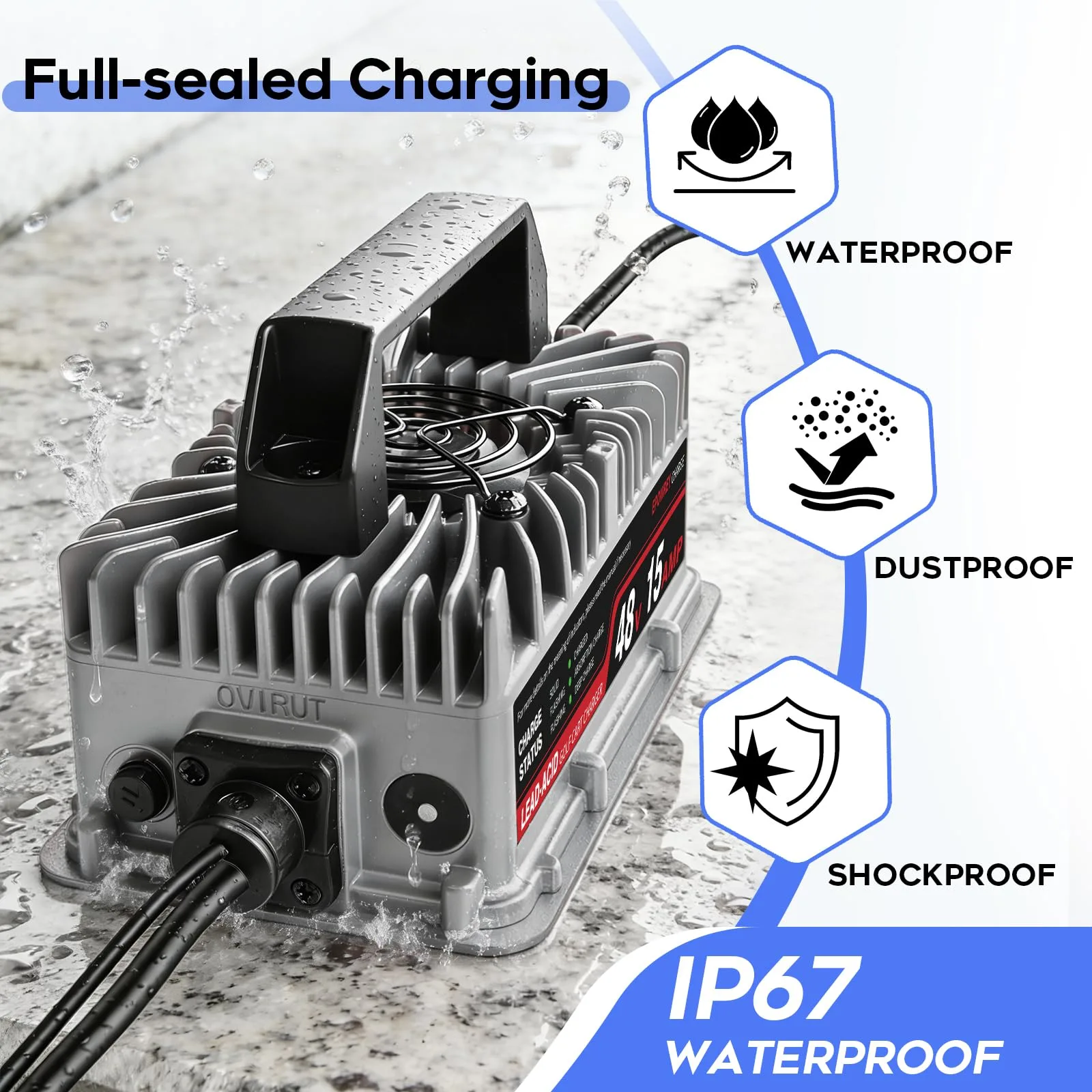 EPOWREY 15A 48V Onboard Golf Cart Battery Charger image 3