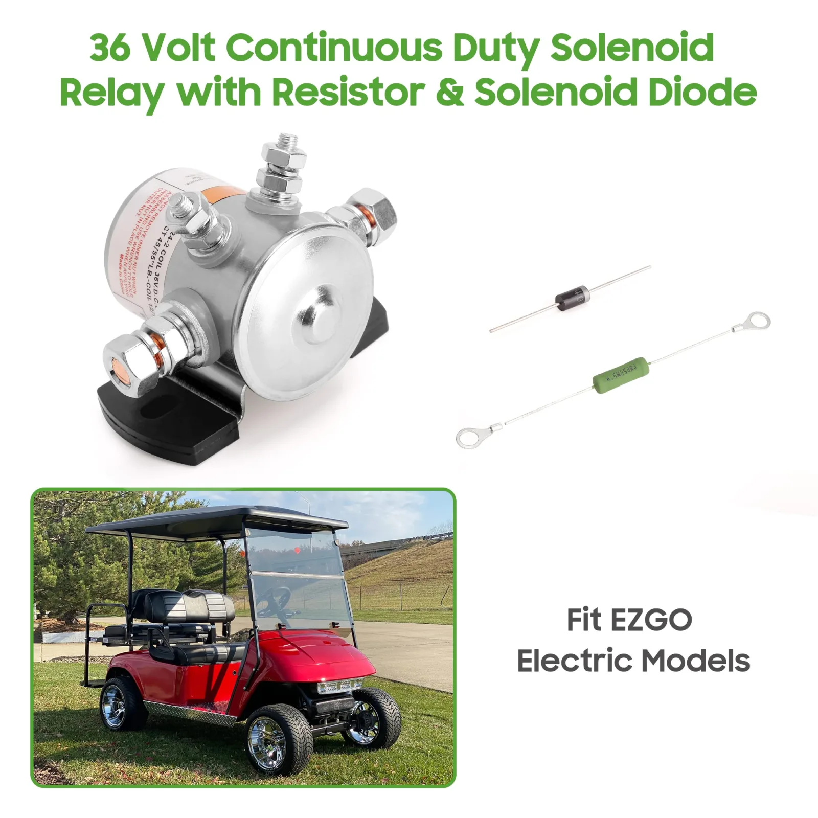 10L0L 36V Solenoid Relay Kit for E-Z-GO 1980-2010 image 3